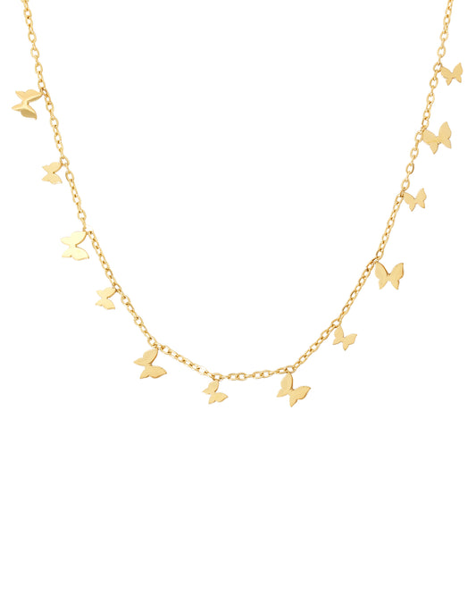 Collier en acier doré avec charms mini papillons