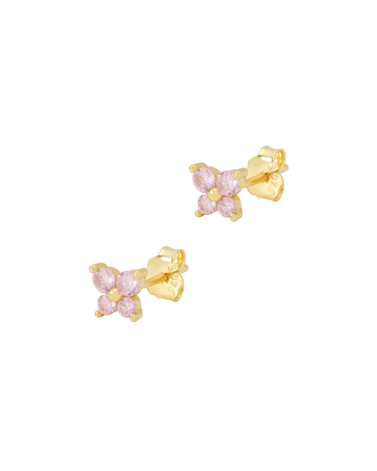 Boucles d'oreilles en argent doré motif mini fleur rose