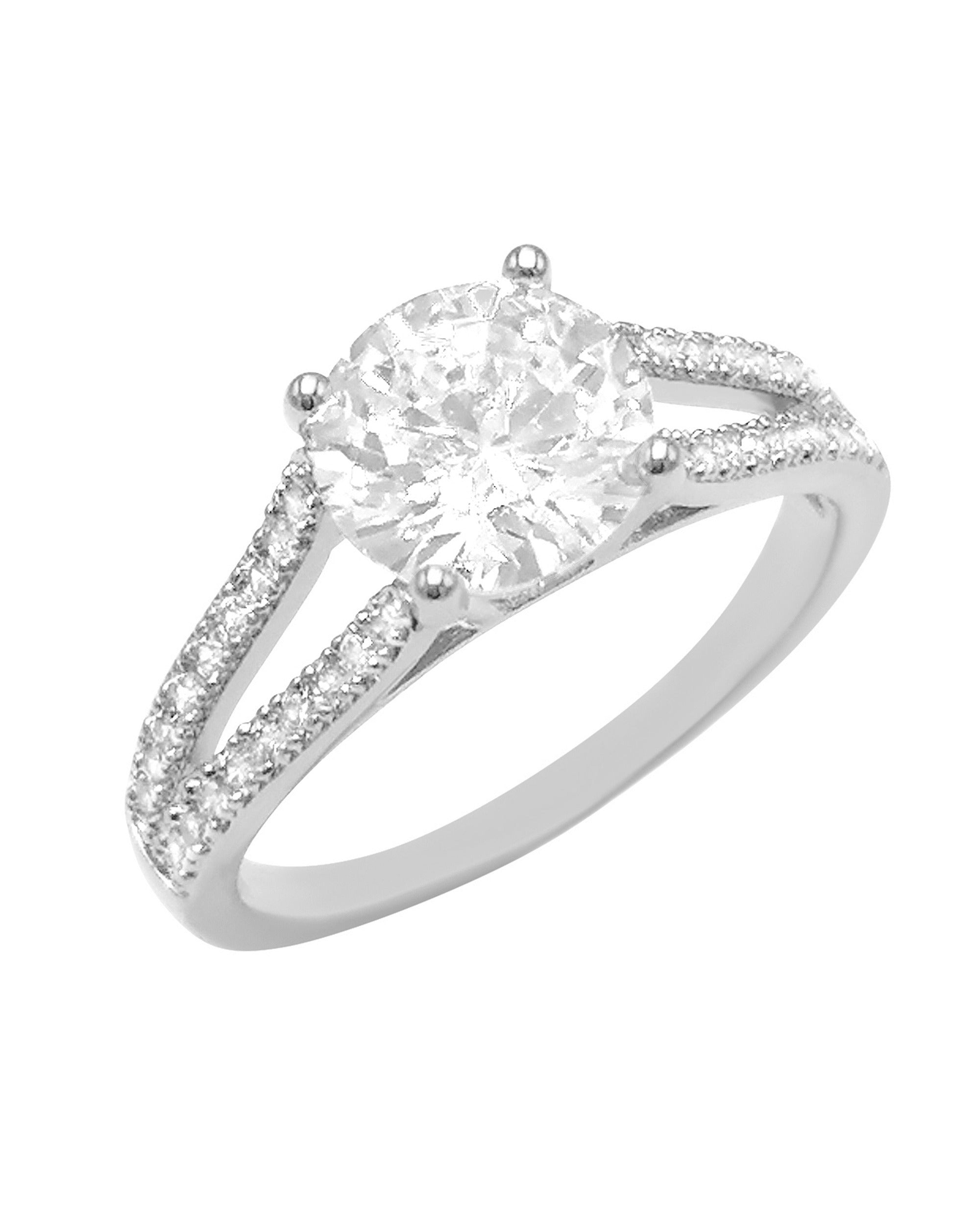 Bague en argent massif rhodié avec solitaire 