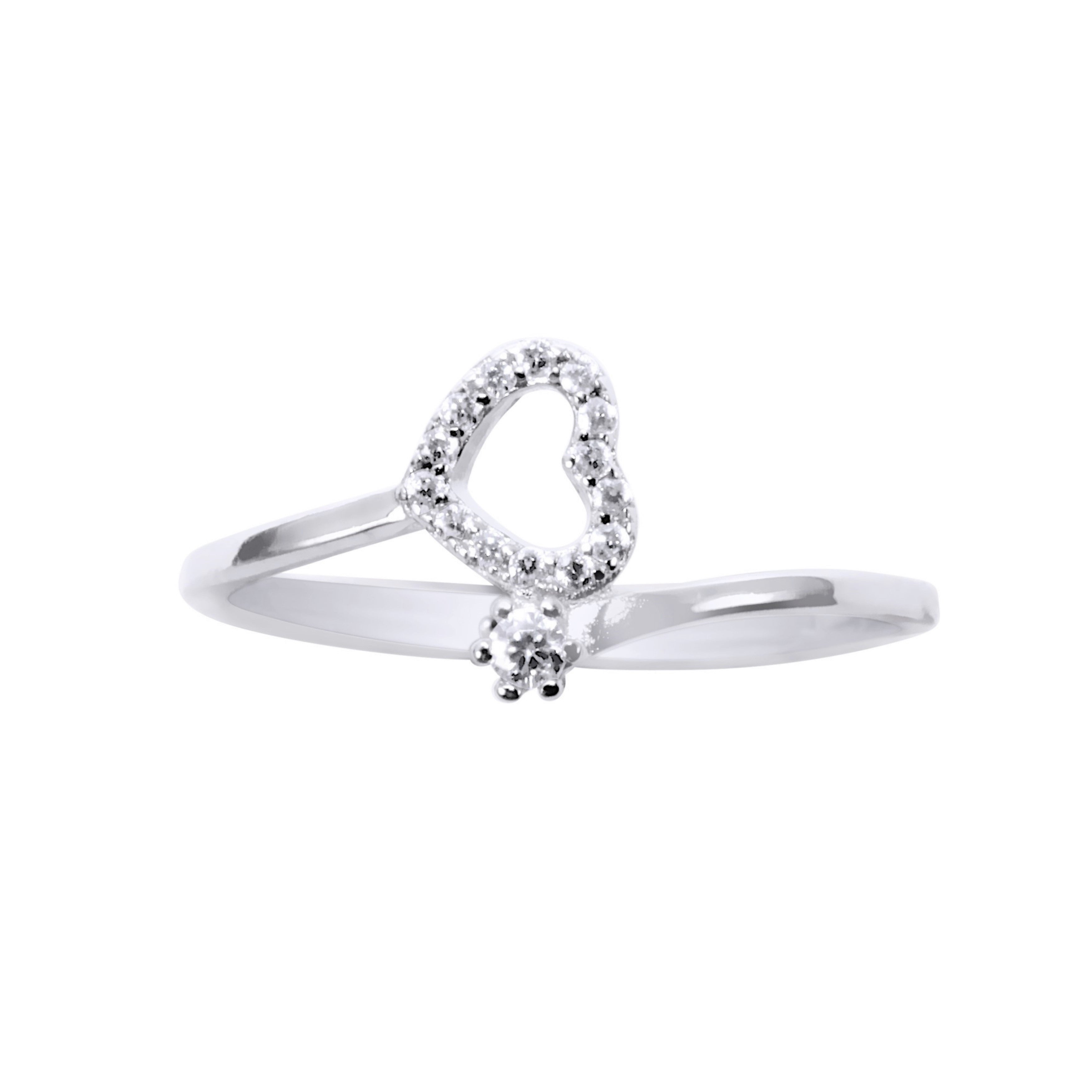 BAGUE EN ARGENT COEUR AVEC PIERRES