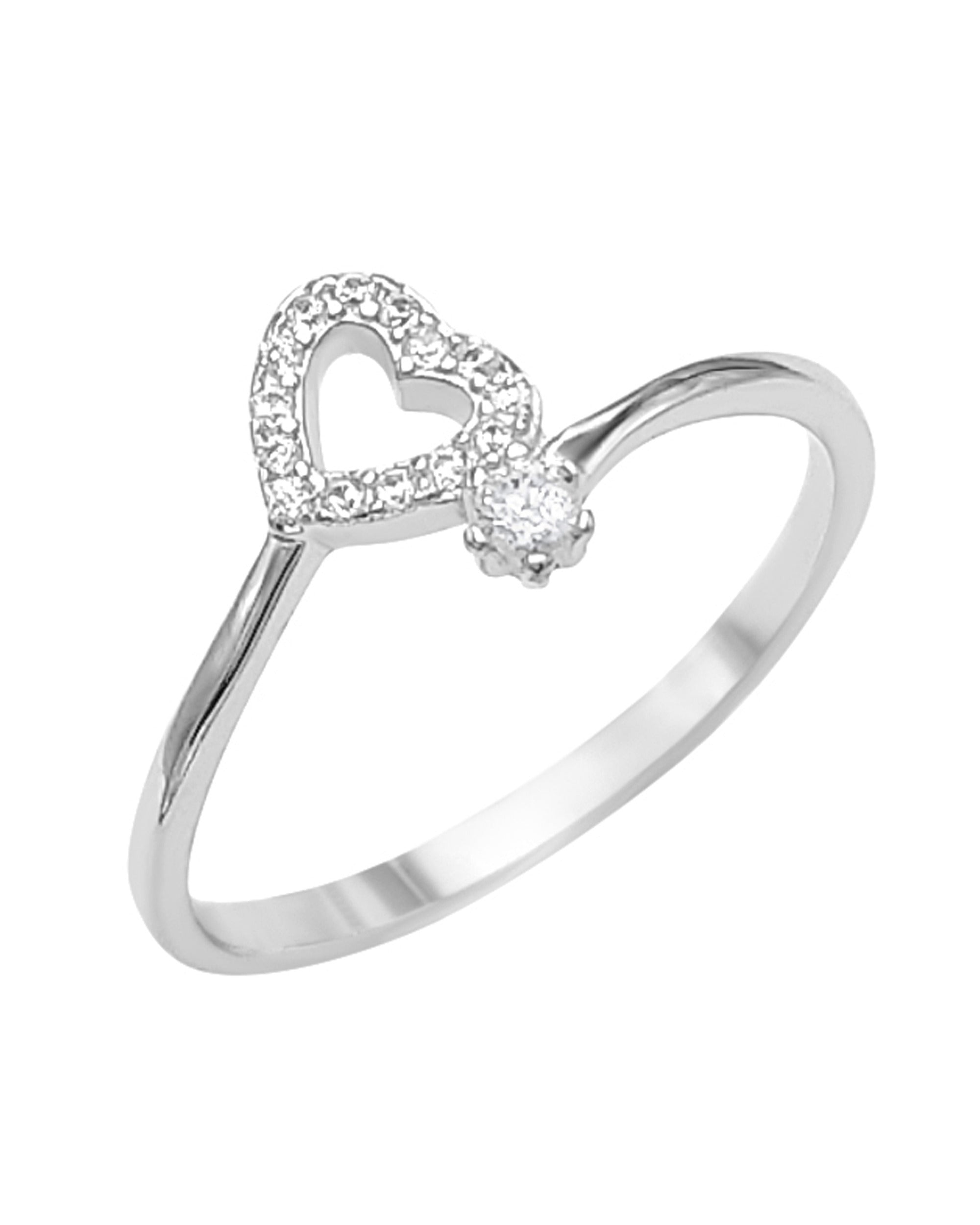 BAGUE EN ARGENT COEUR AVEC PIERRES