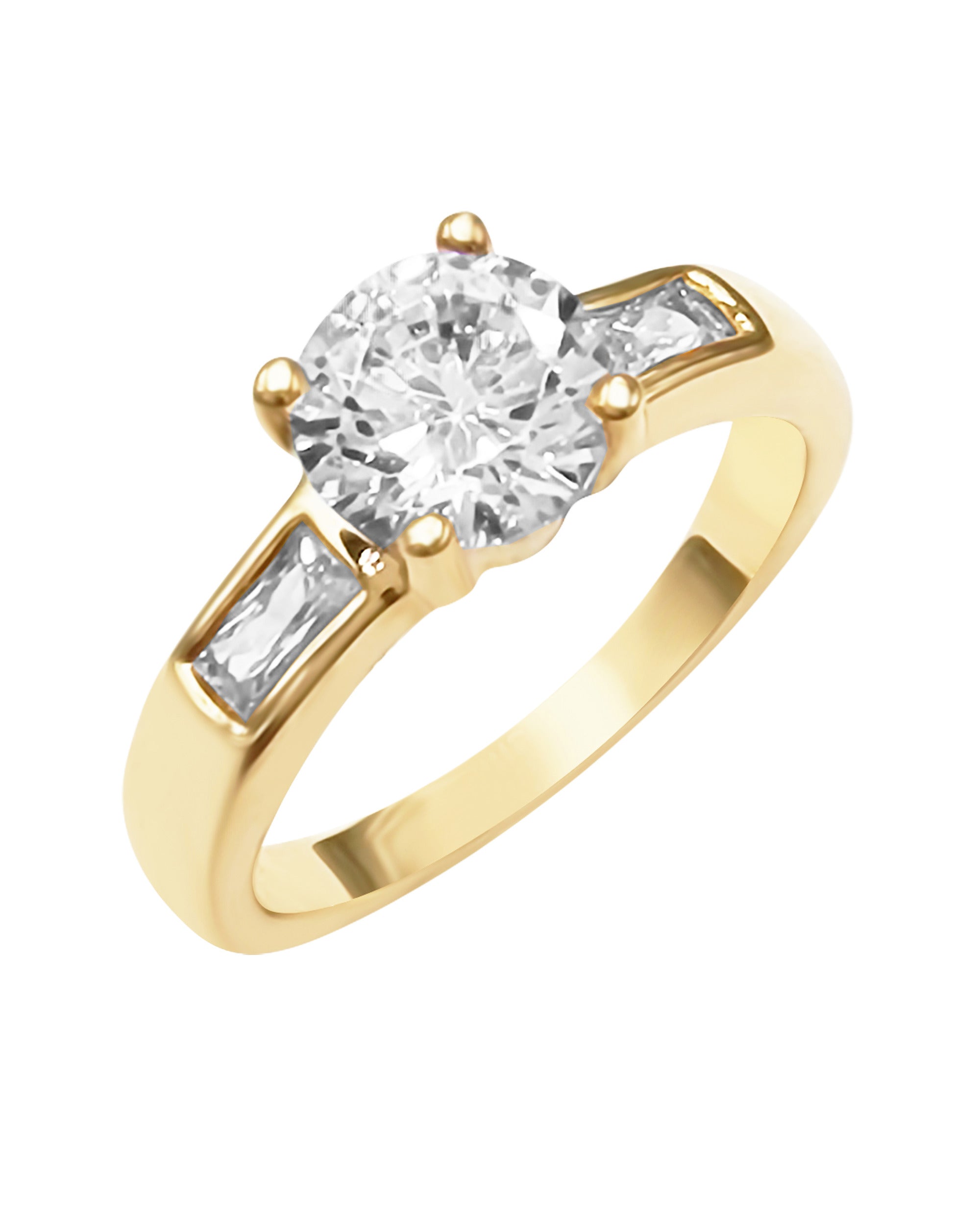 Bague en plaqué or 18 carats et solitaire