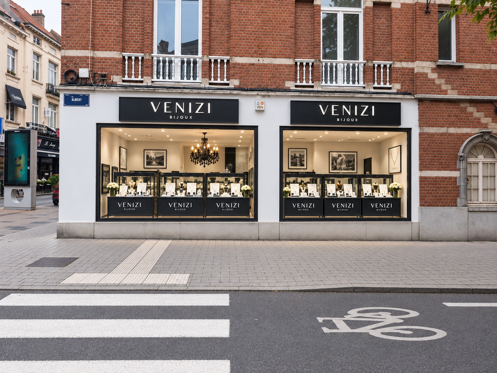 Façade extérieure de la bijouterie Venizi rue Vanderkindere à Uccle