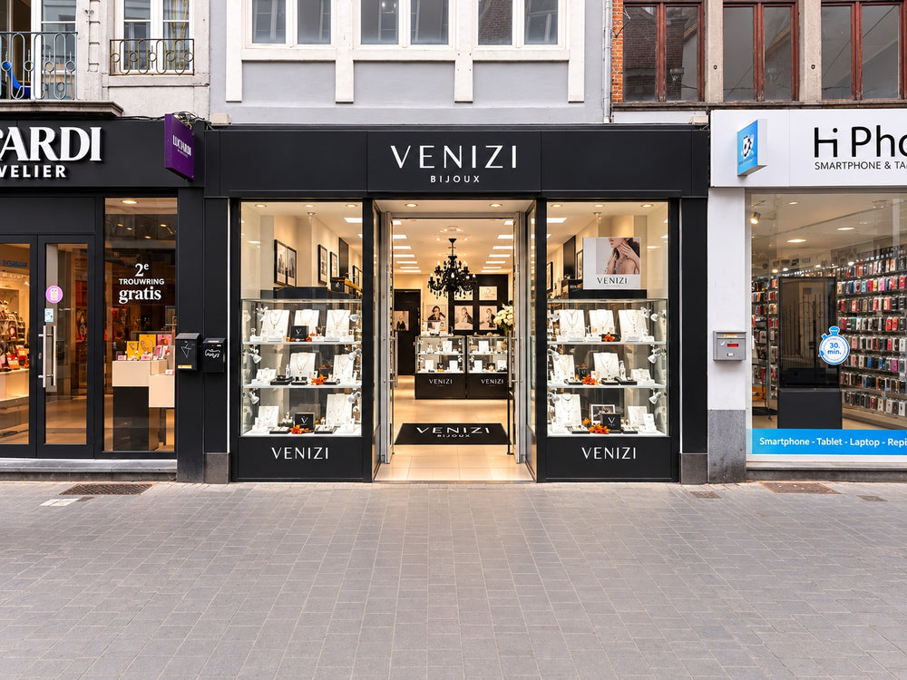 Façade extérieure de la bijouterie Venizi Langemunt à Gand