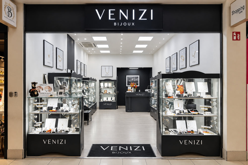Façade extérieure de la bijouterie Venizi au Shopping Cora de Hornu