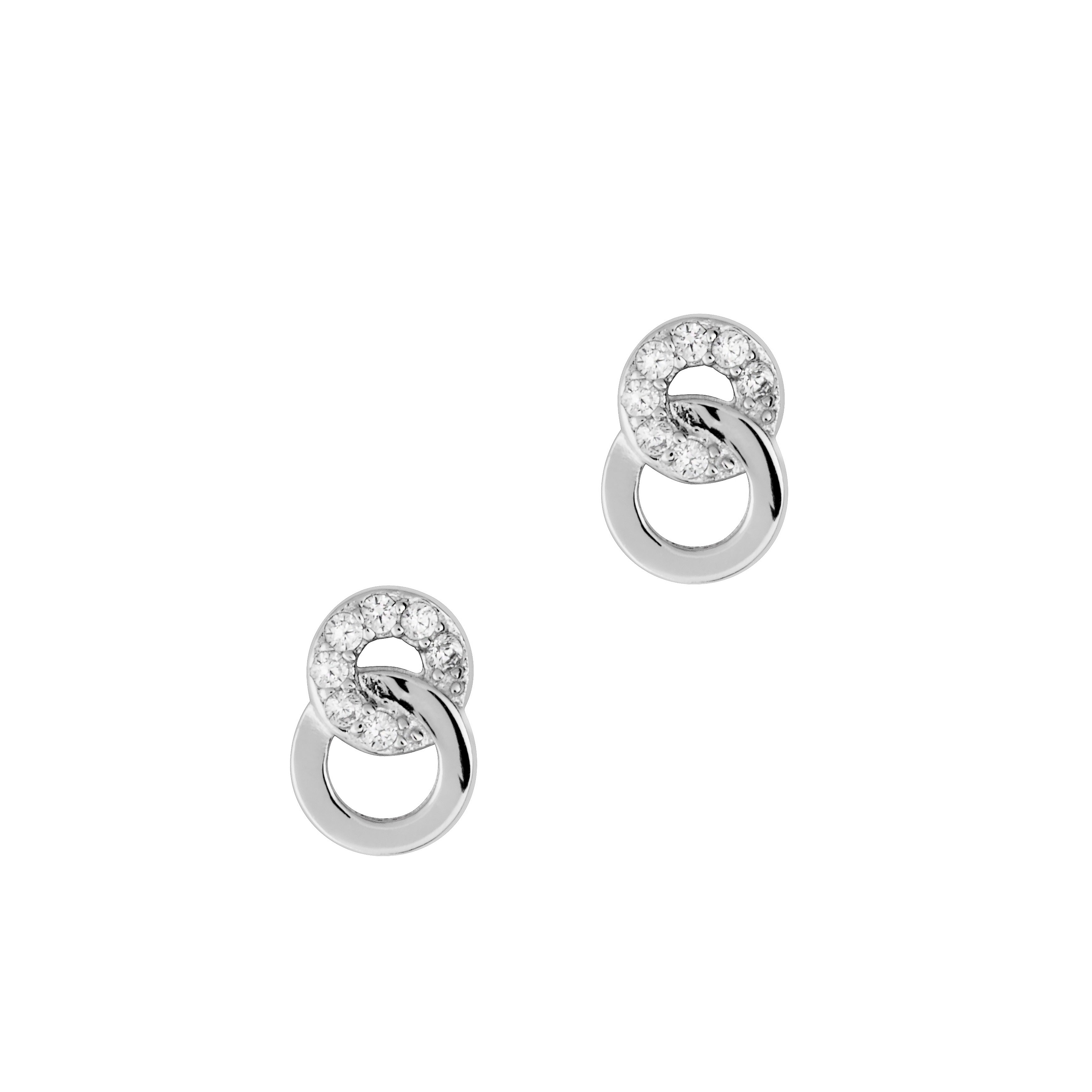 BOUCLES D'OREILLES EN ARGENT 2 CERCLES AVEC PIERRES