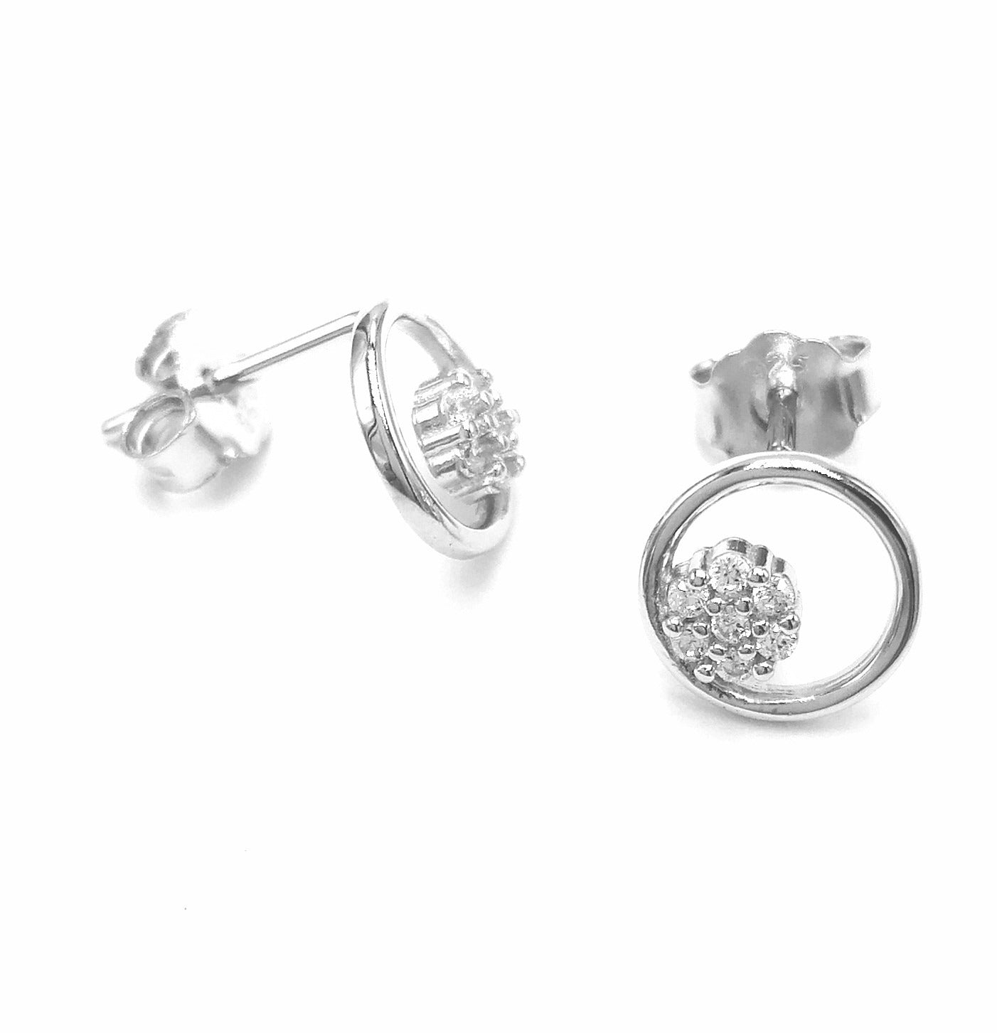 BOUCLES D'OREILLES EN ARGENT CERCLE ET PIERRES