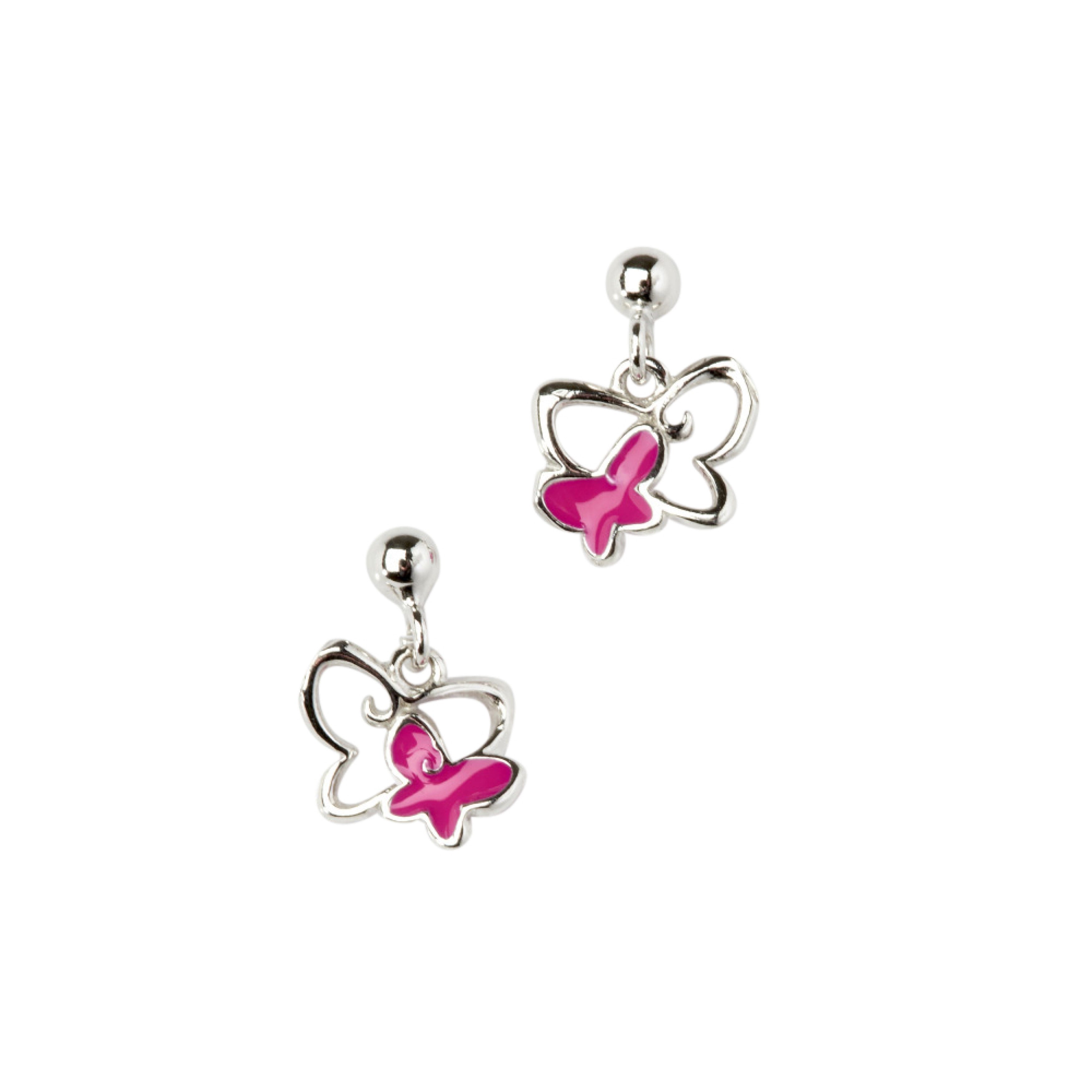Boucles d'oreilles pour enfant en argent papillon
