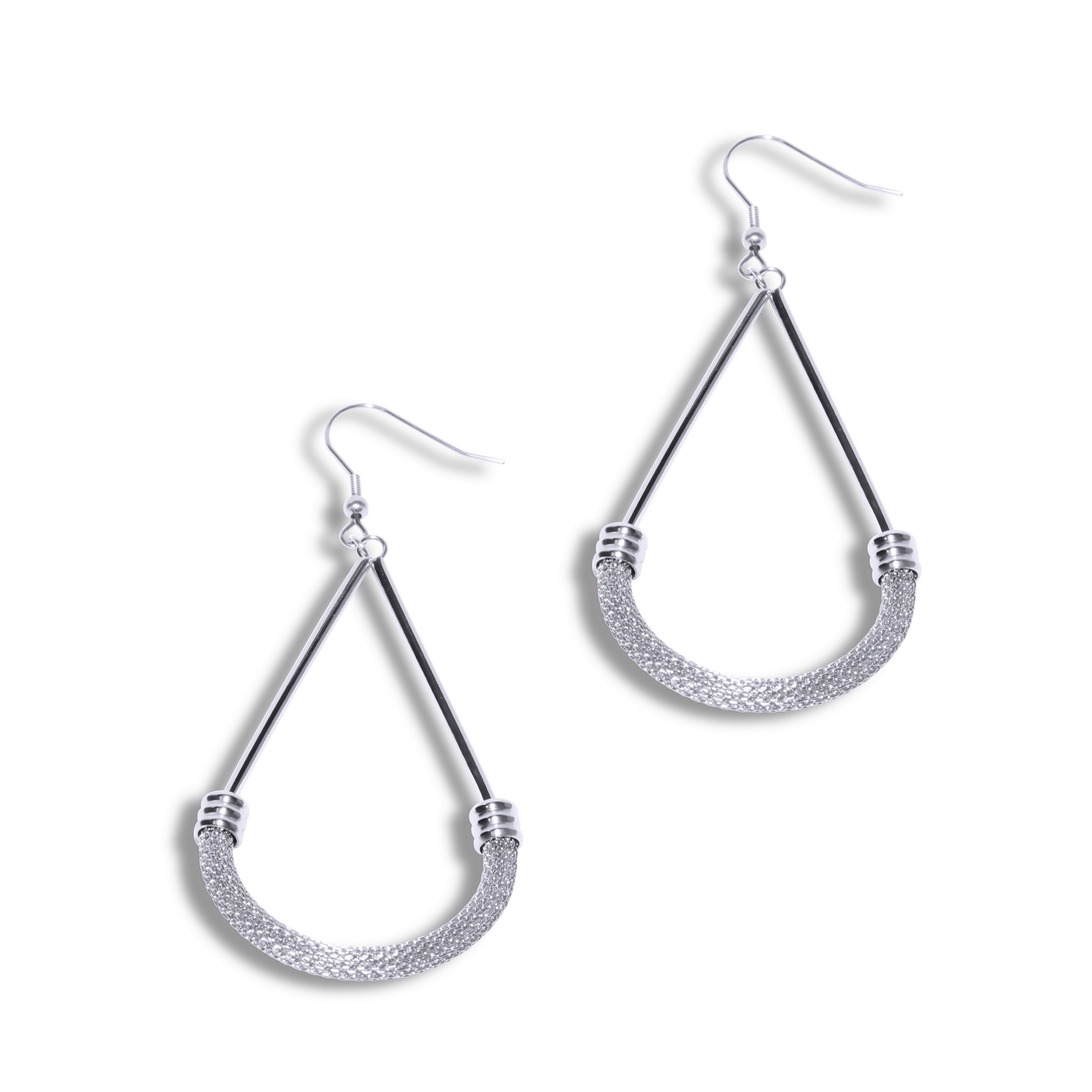 BOUCLES D'OREILLES EN ACIER TRIANGLE ARRONDI