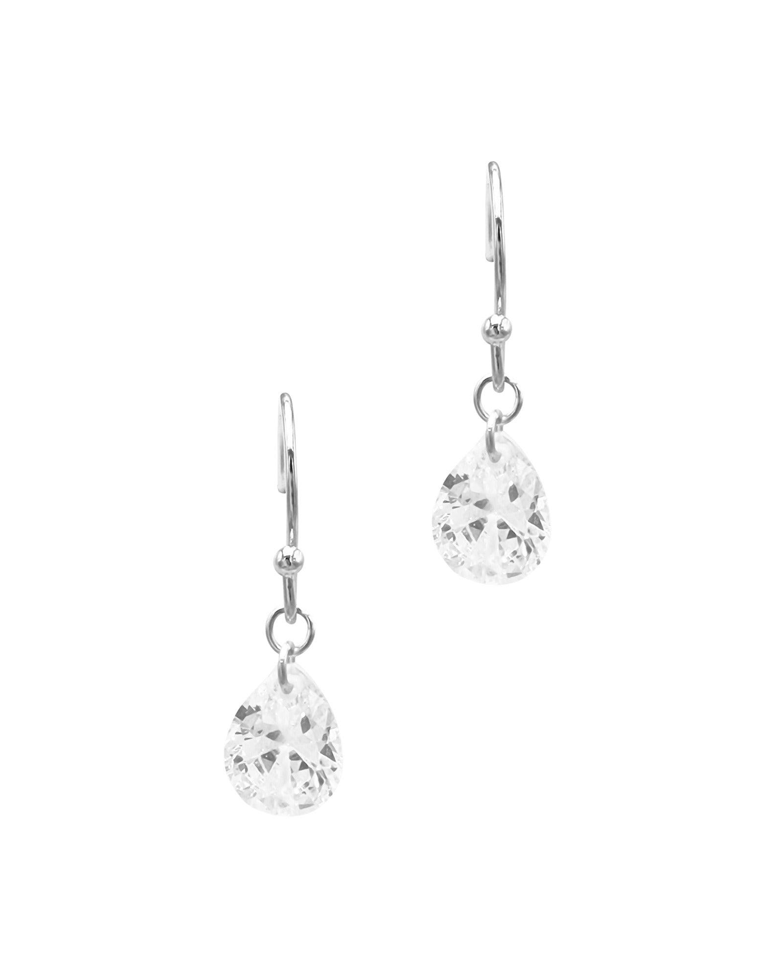 Boucles d'oreilles crochets en argent massif avec solitaire pendant