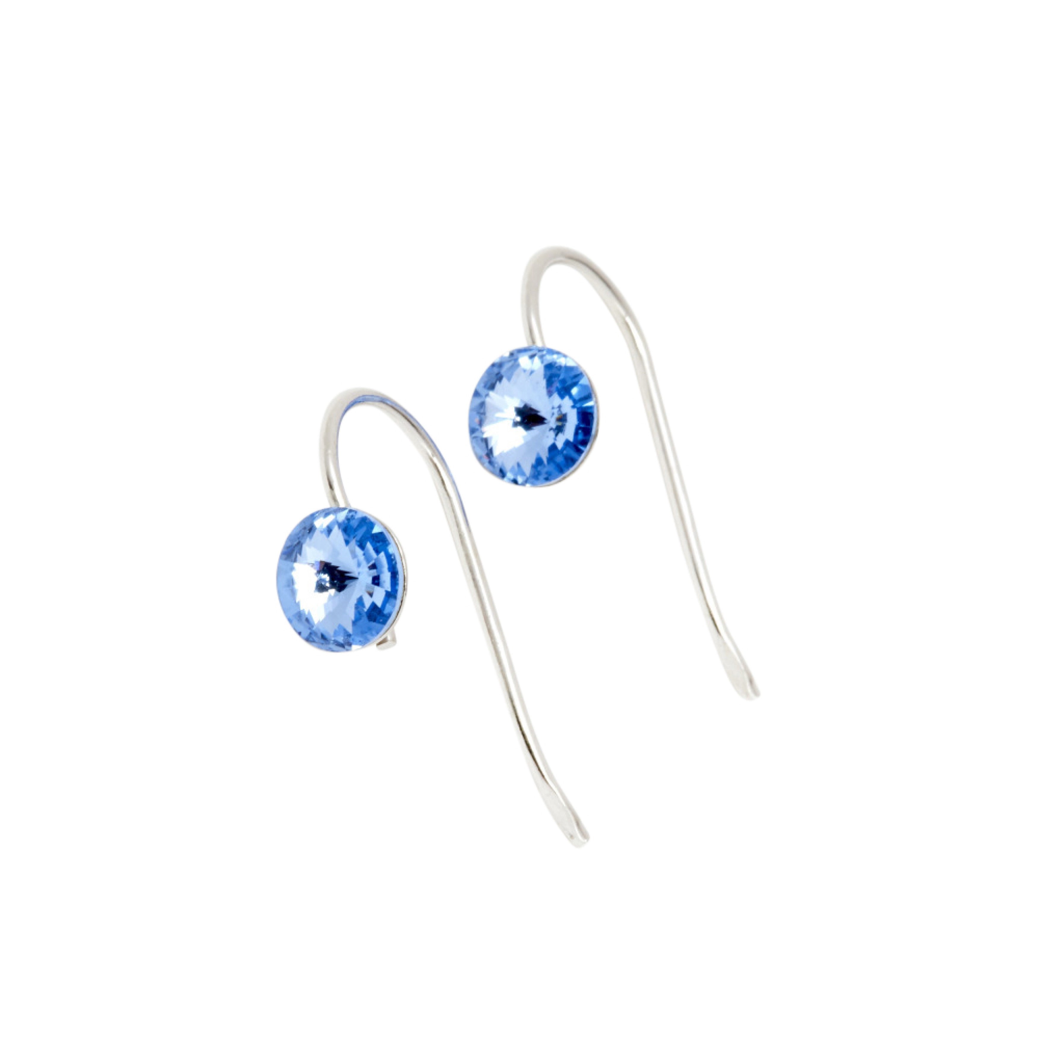 BOUCLES D'OREILLES CROCHET EN ARGENT CRISTAL SWAROVSKI BLEU