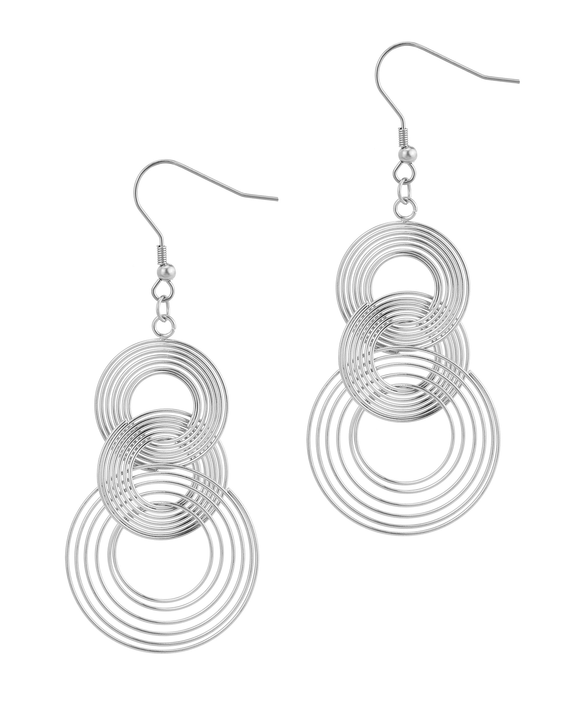 BOUCLES D'OREILLES EN ACIER AVEC MULTI CERCLES