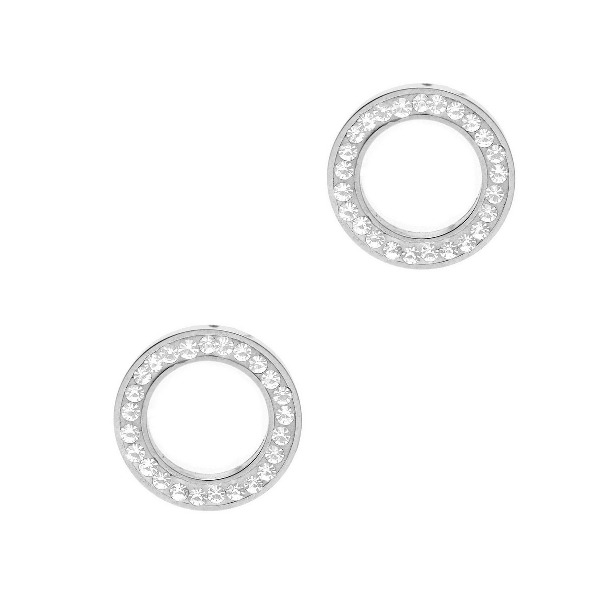 BOUCLES D'OREILLES EN ACIER CERCLE STRASS