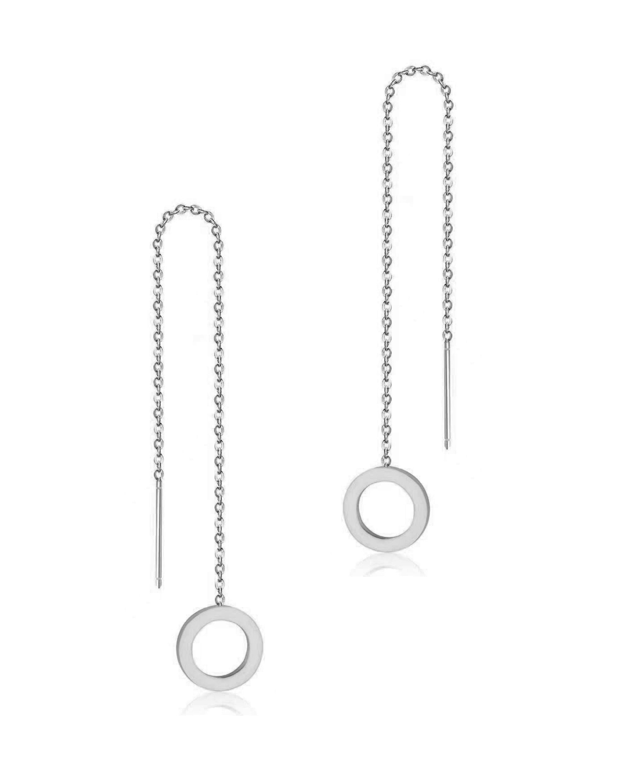 BOUCLES D'OREILLES EN ACIER CHAINE ET CERCLE