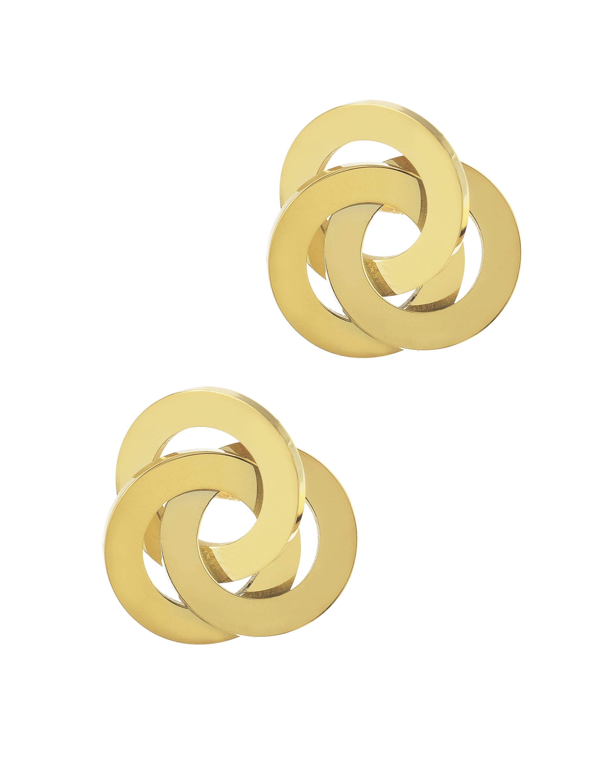 Boucles d'oreilles en acier doré 3 cercles entrelacés