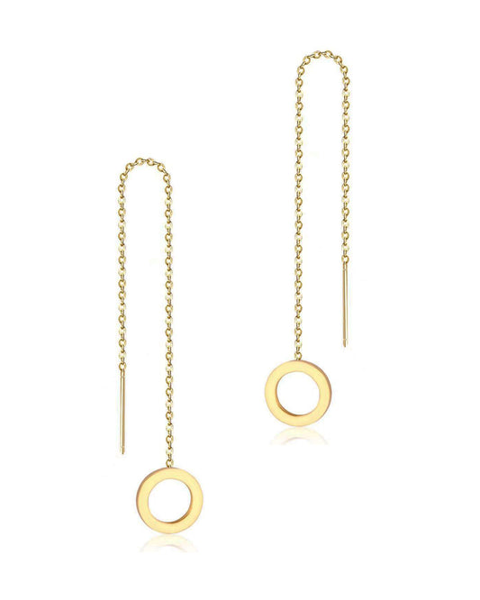 Boucles d'oreilles en acier doré chaîne et cercle