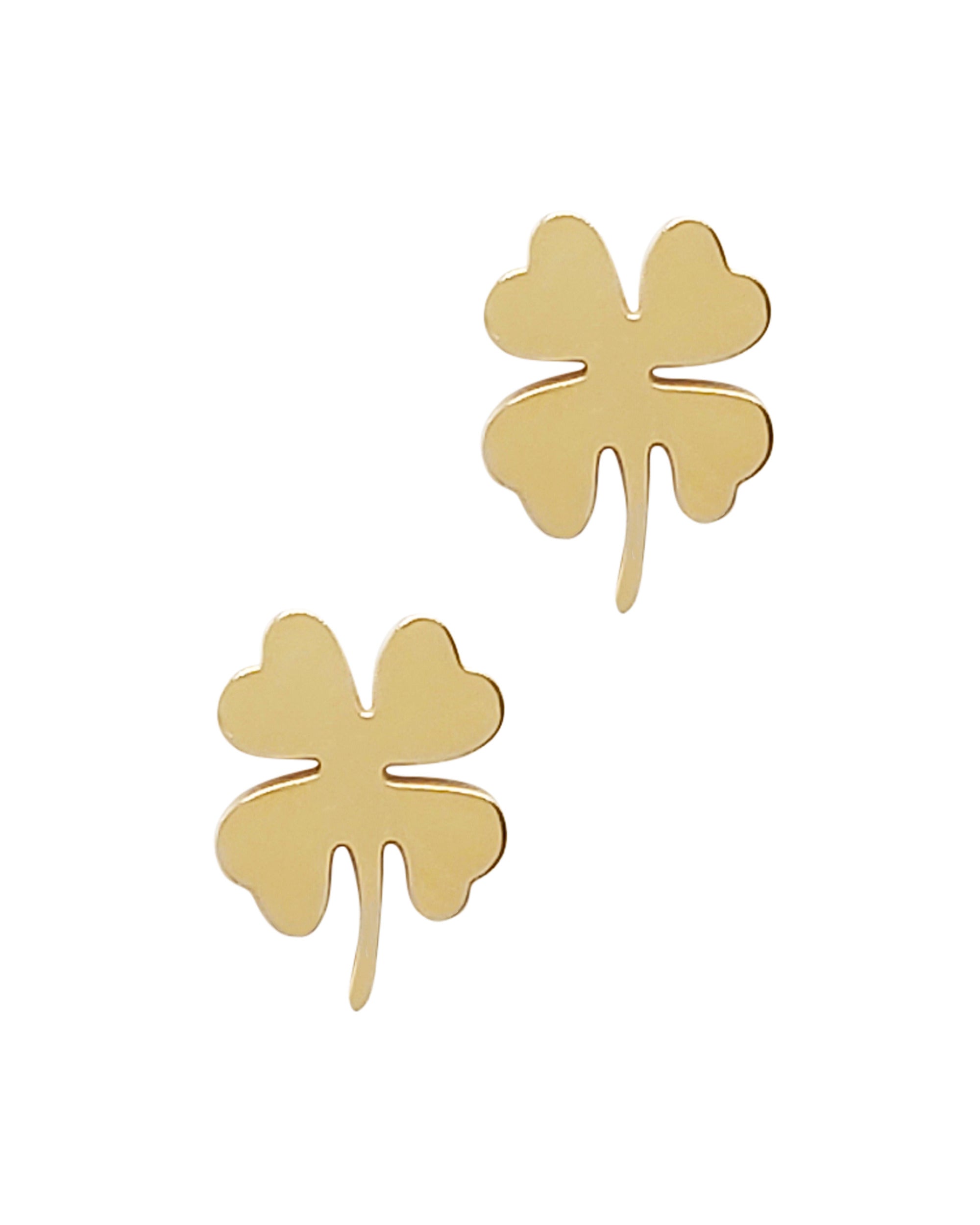 BOUCLES D'OREILLES EN ACIER DORE TREFLES