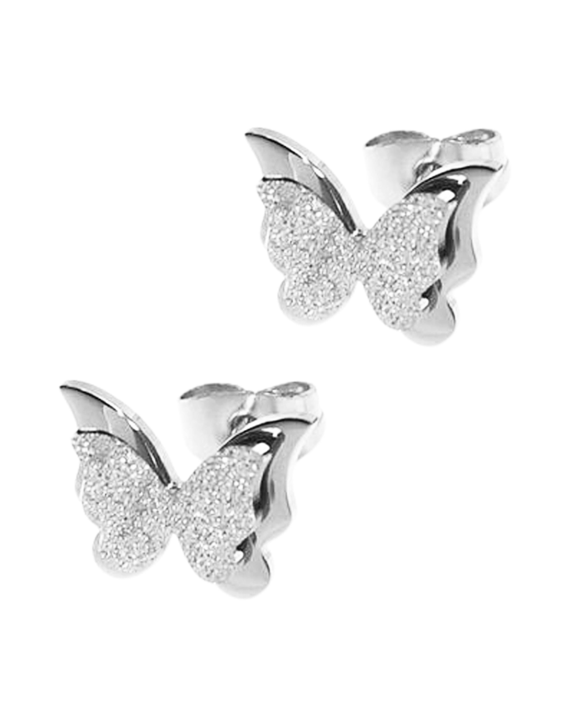 BOUCLES D'OREILLES EN ACIER PAPILLONS AVEC PAILLETTES