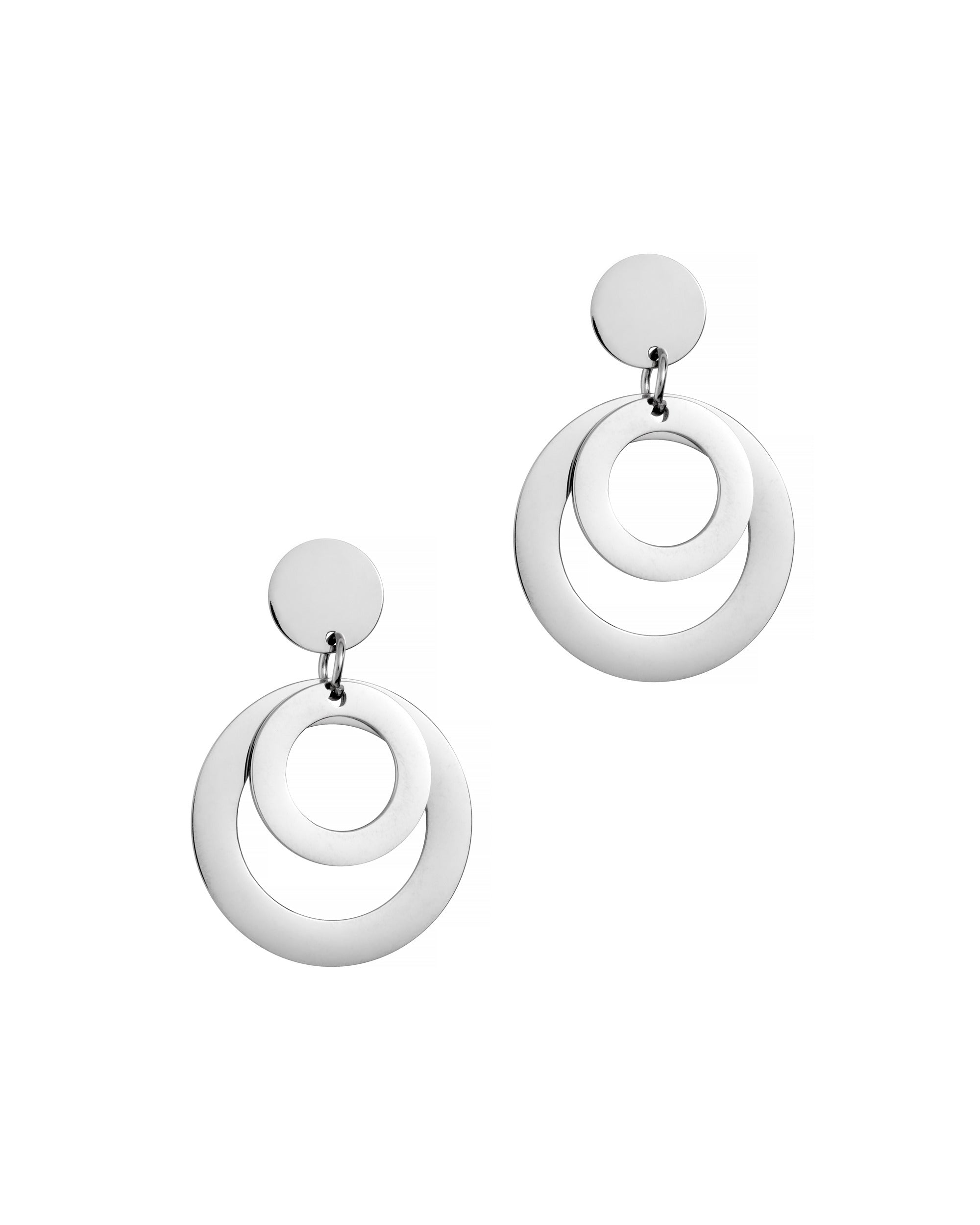 Boucles d'oreilles en acier massif cercles pendants