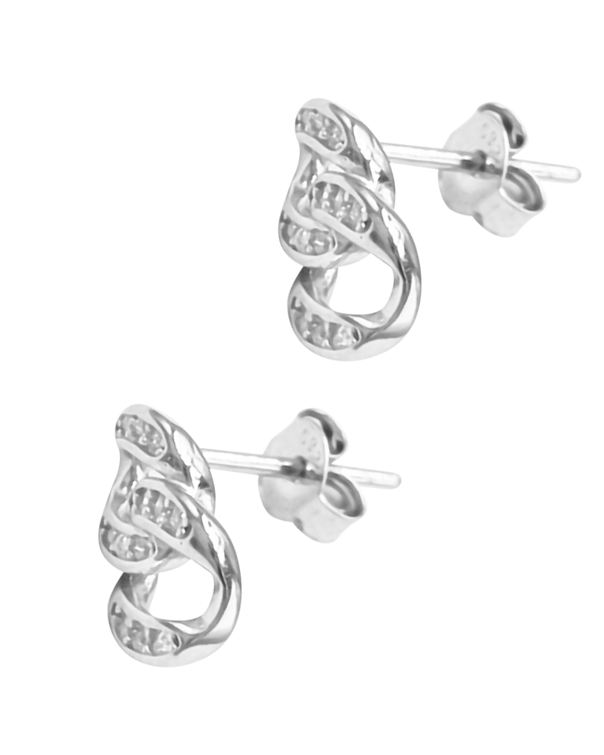 Boucles d'oreilles en argent massif rhodié serties de pierres