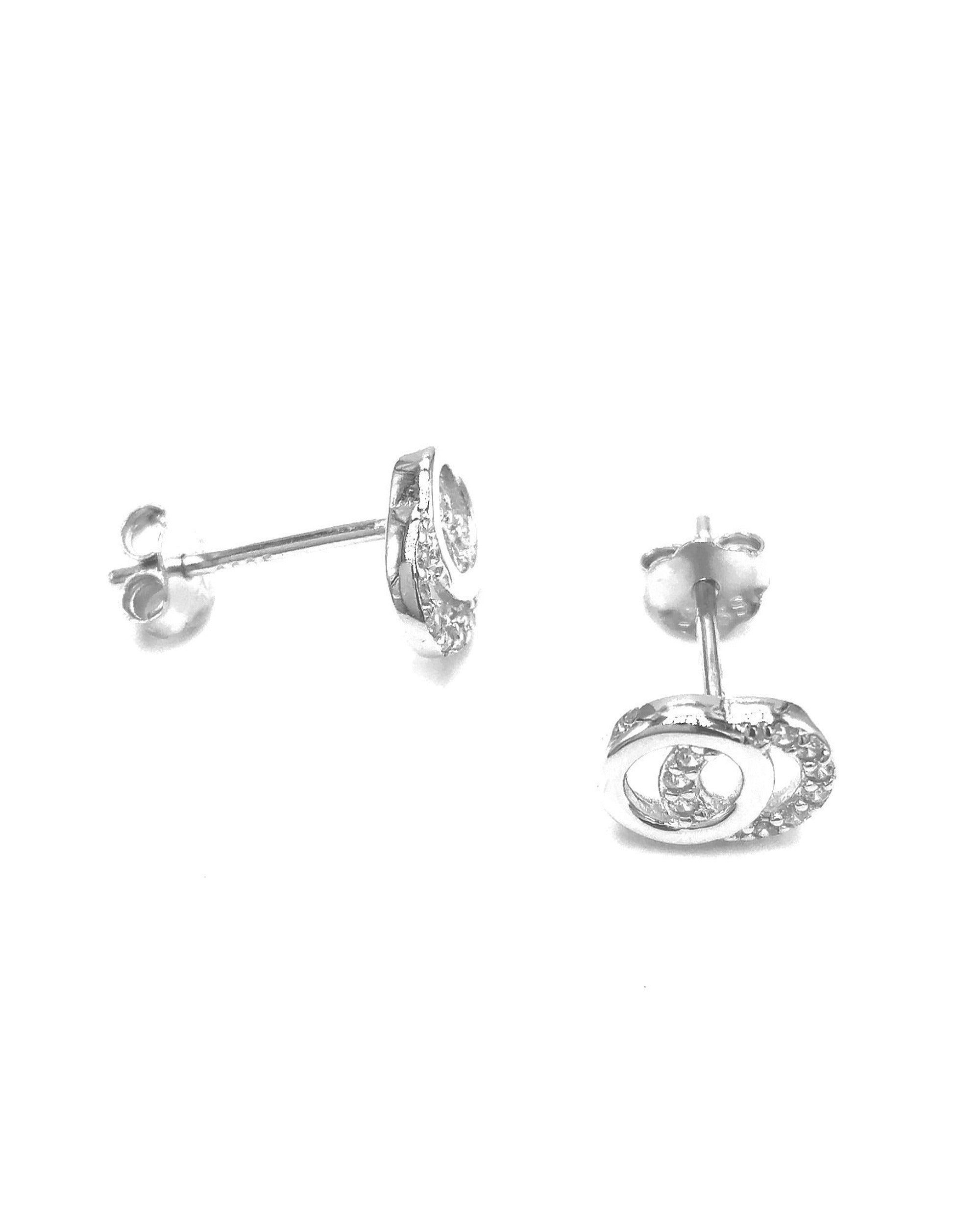 BOUCLES D'OREILLES EN ARGENT 2 CERCLES AVEC PIERRES