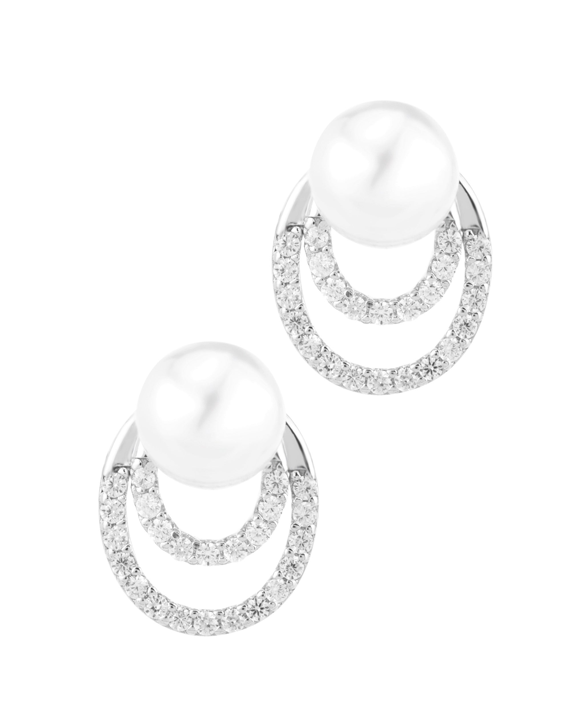 Boucles d'oreilles en argent massif rhodié avec perle