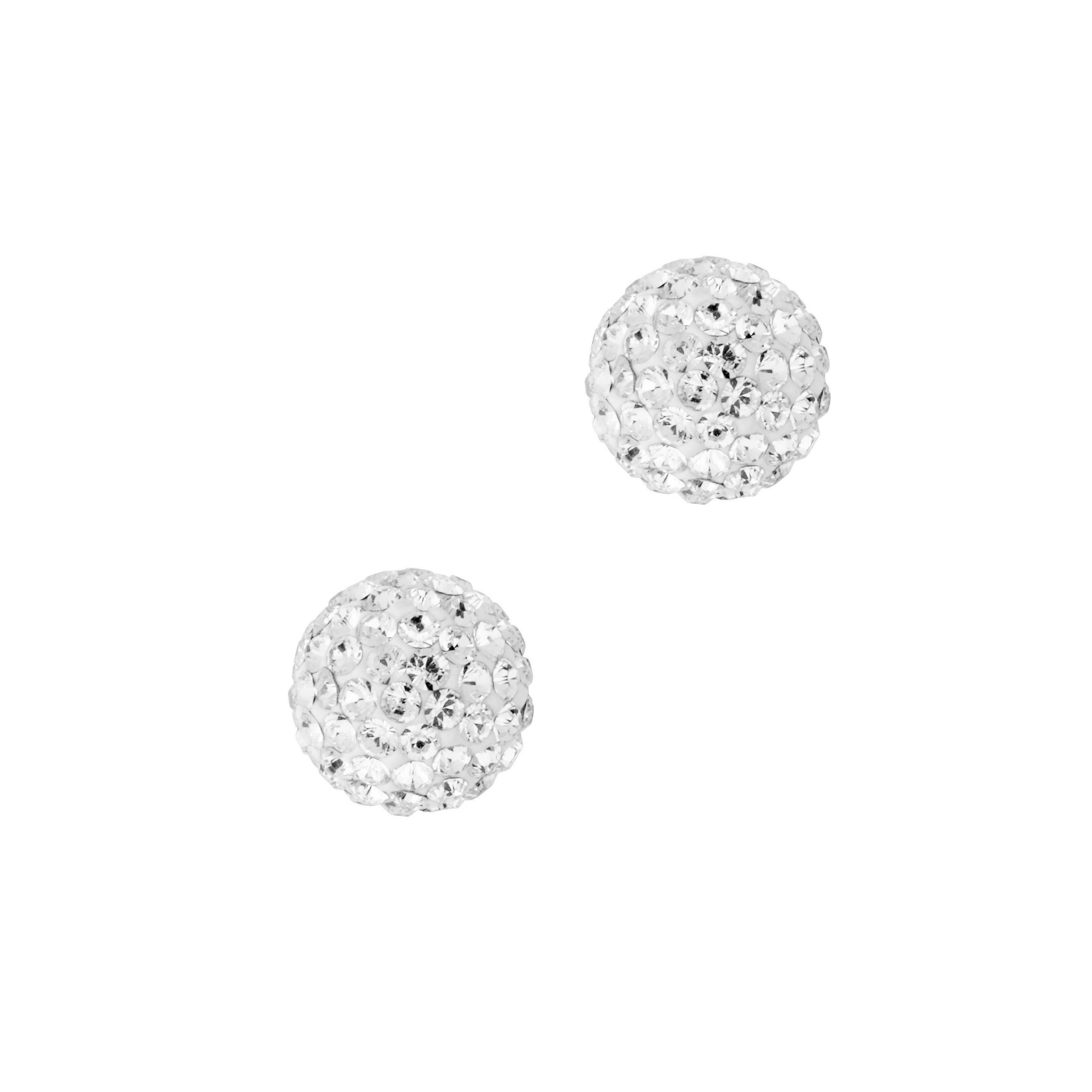BOUCLES D'OREILLES EN ARGENT BOULE STRASS