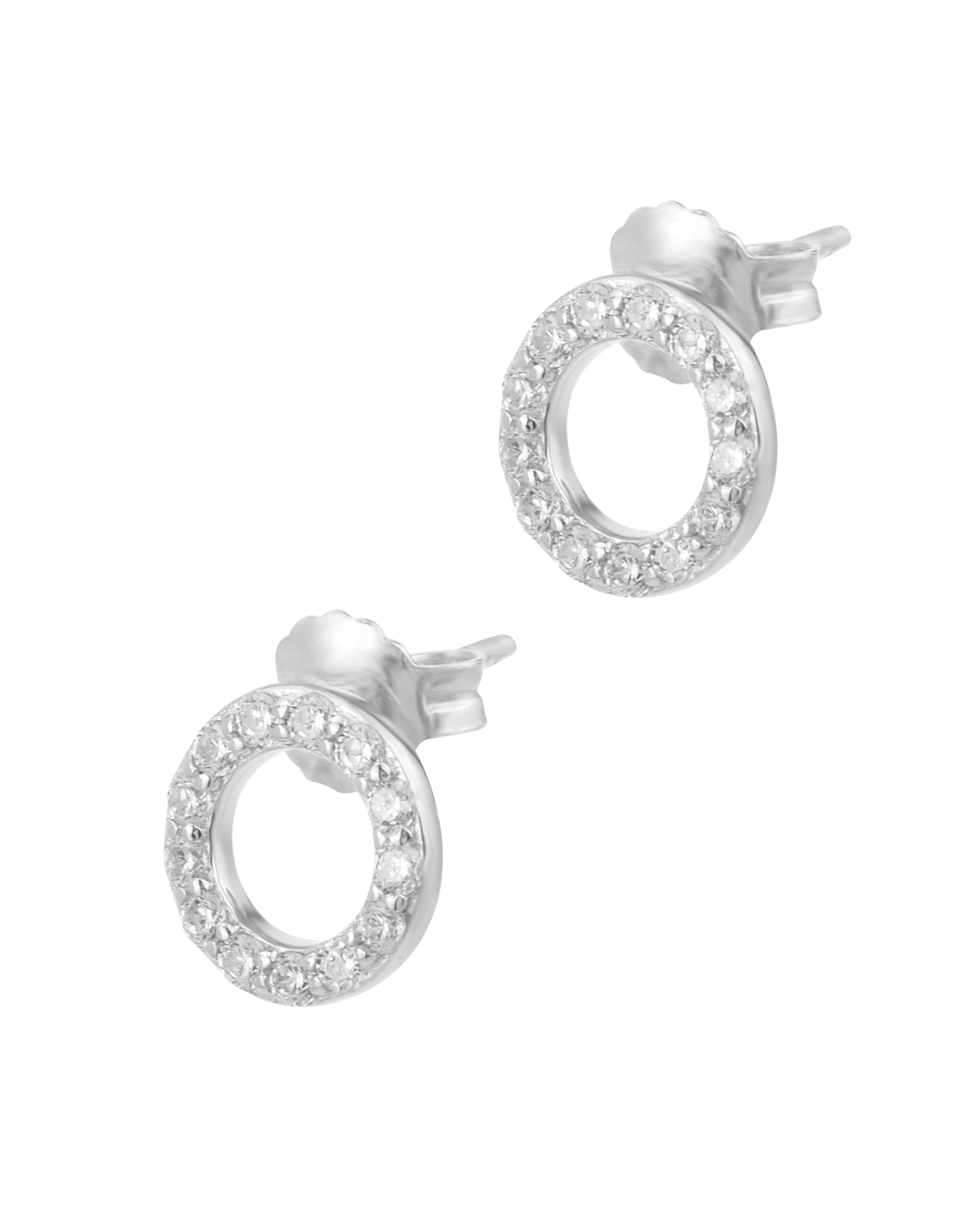 Boucles d'oreilles en argent massif rhodié motif cercle serti de pierres