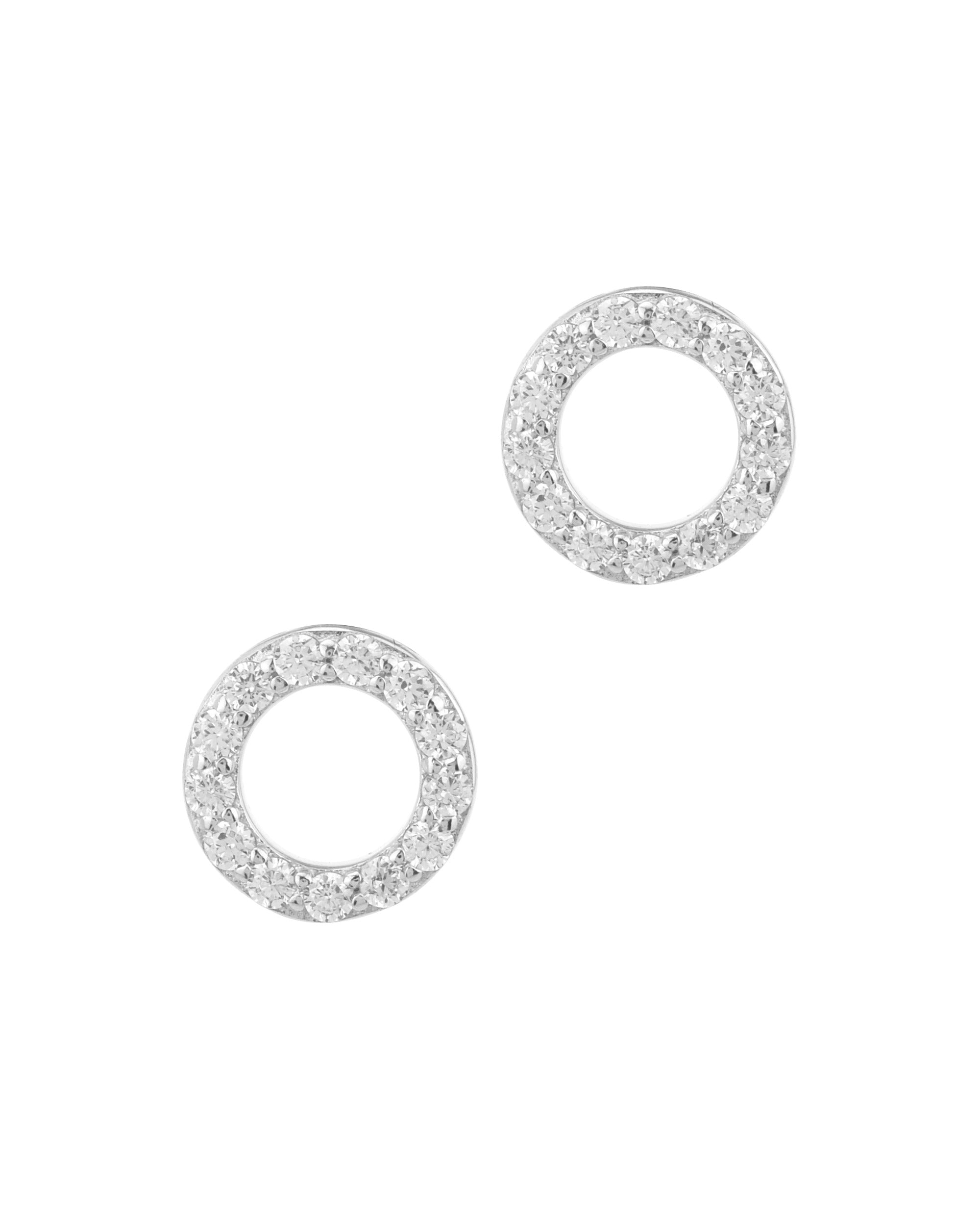 Boucles d'oreilles en argent massif rhodié motif cercle serti de pierres