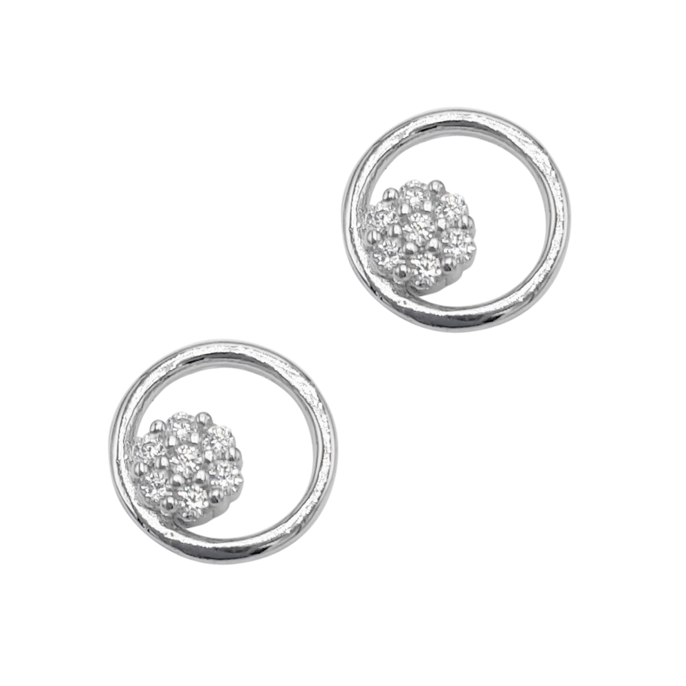 BOUCLES D'OREILLES EN ARGENT CERCLE ET PIERRES