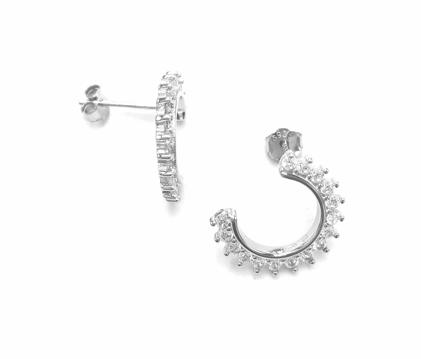 BOUCLES D'OREILLES EN ARGENT CERCLE OUVERT AVEC PIERRES