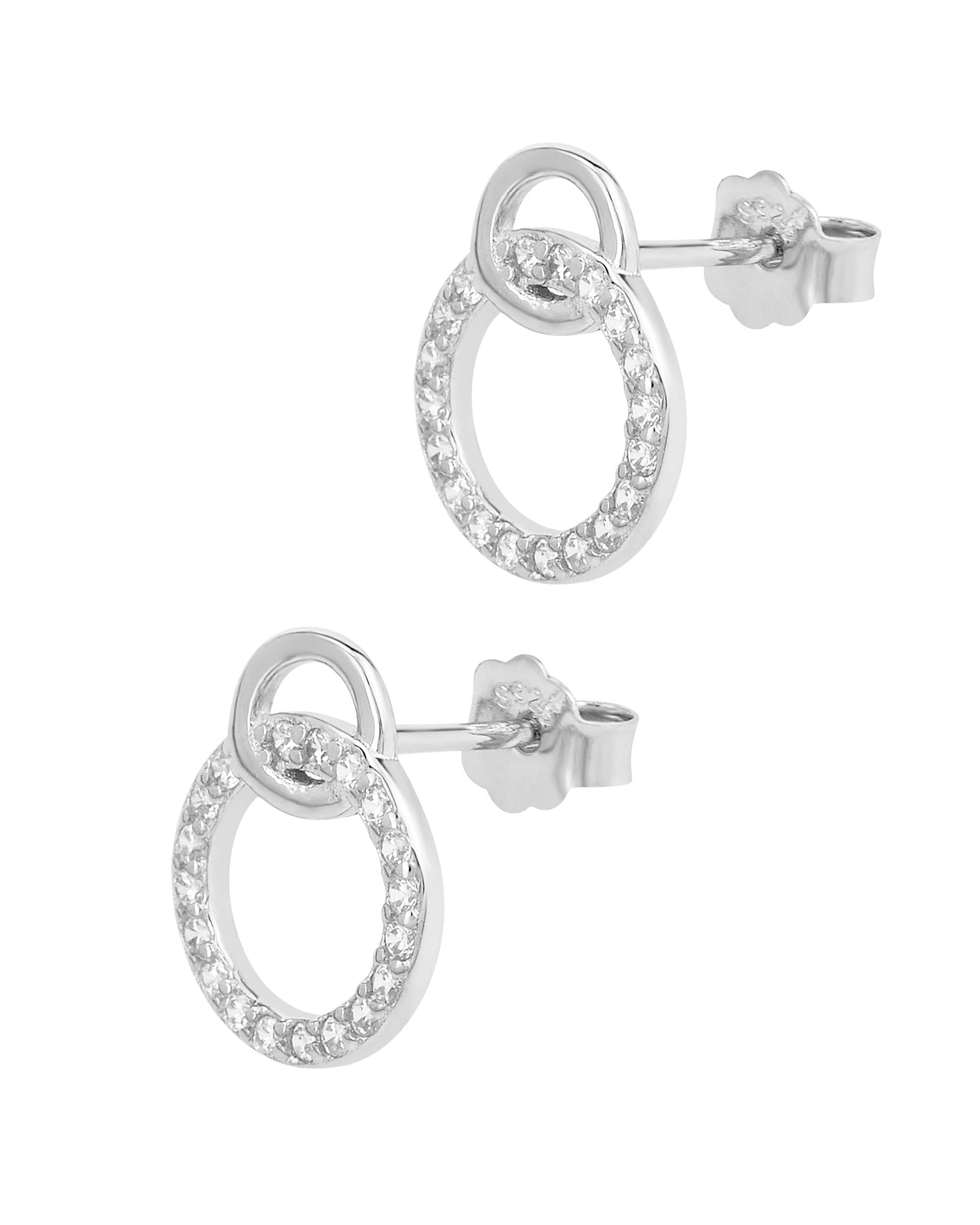 Boucles d'oreilles en argent 2 cercles avec pierres