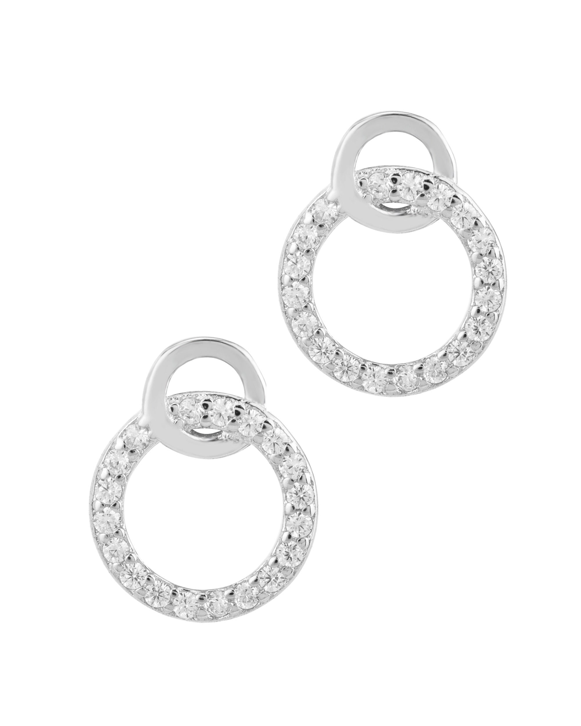 Boucles d'oreilles en argent 2 cercles avec pierres