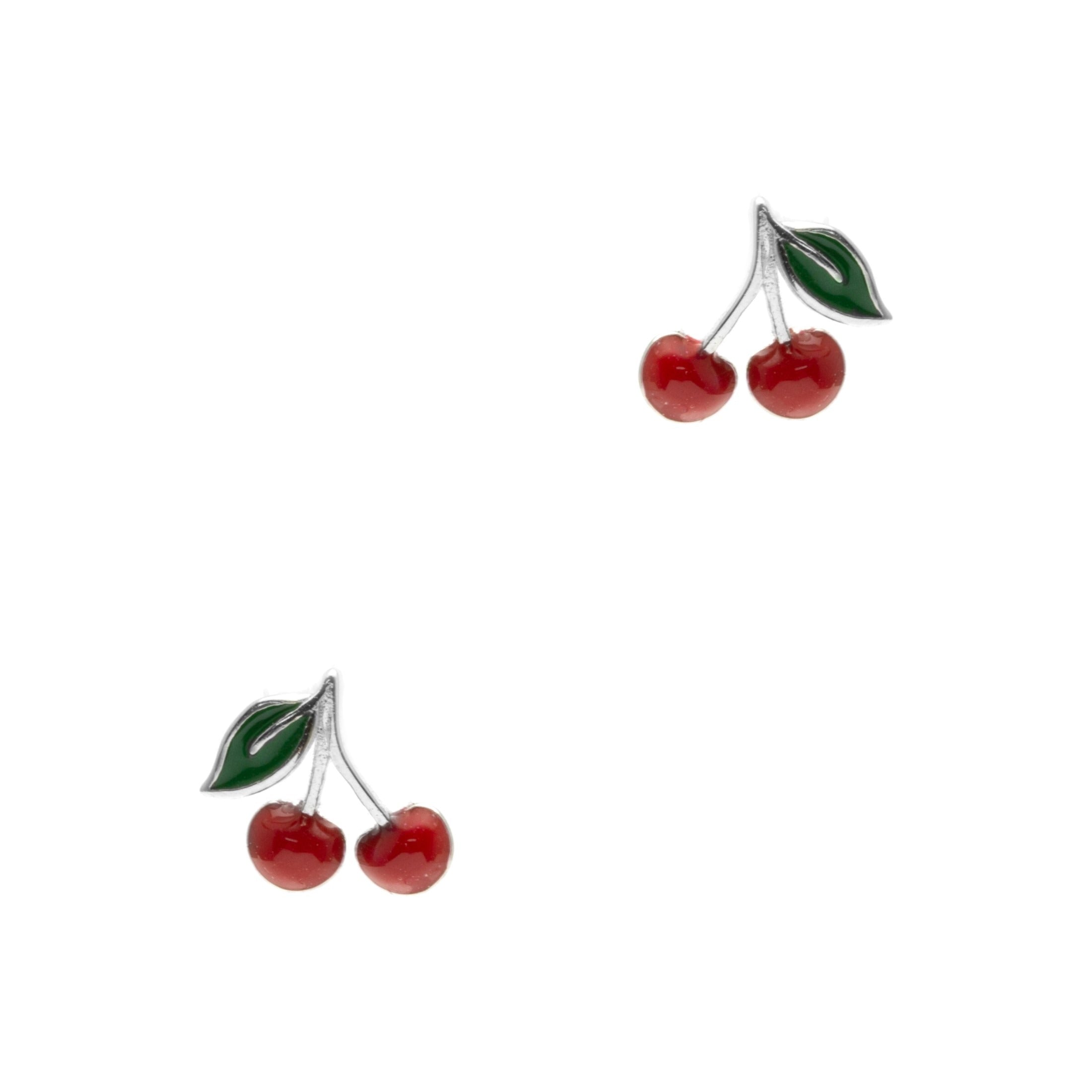 Boucles d'oreilles en argent massif motif cerises 
