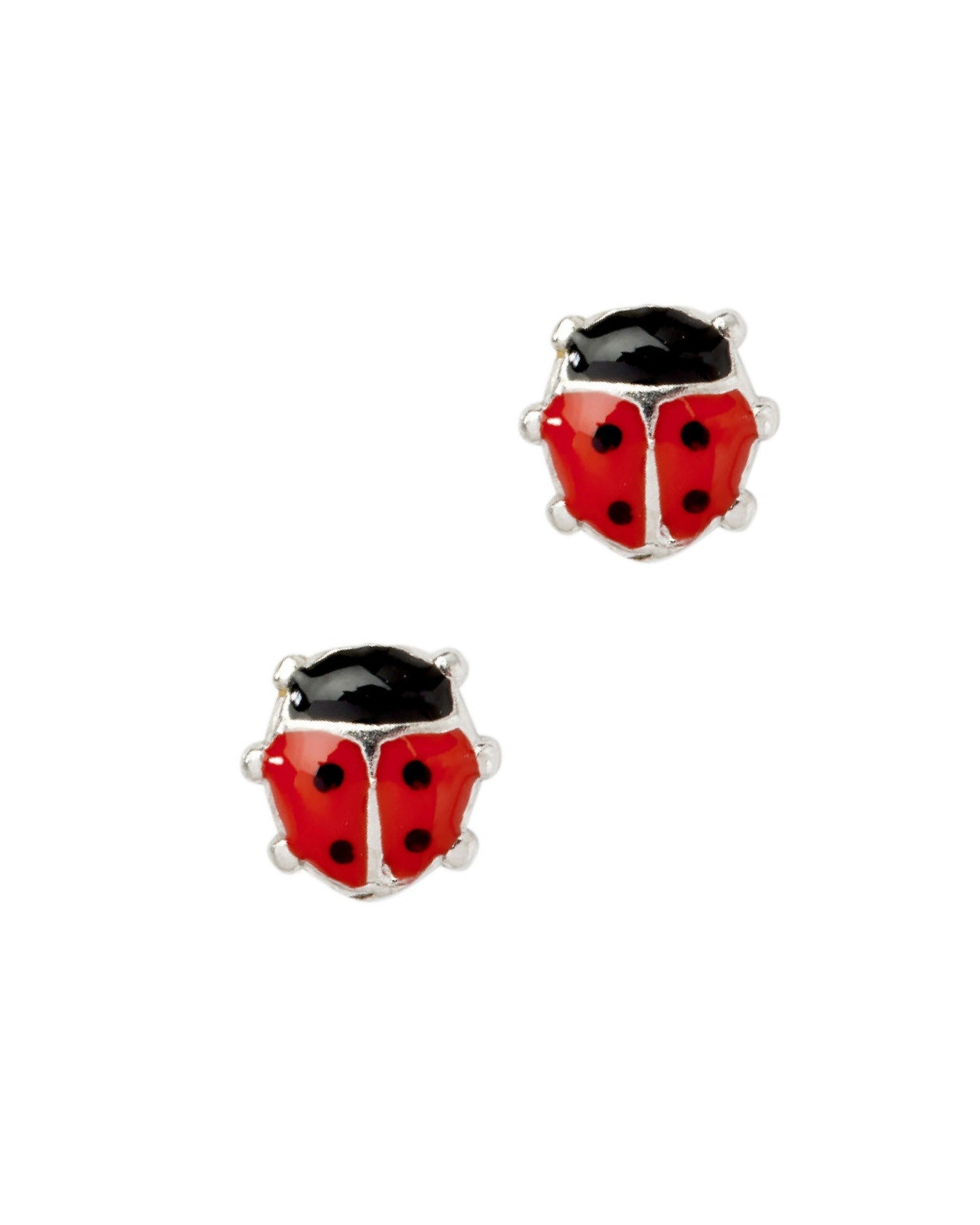 BOUCLES D'OREILLES EN ARGENT AVEC COCCINELLE