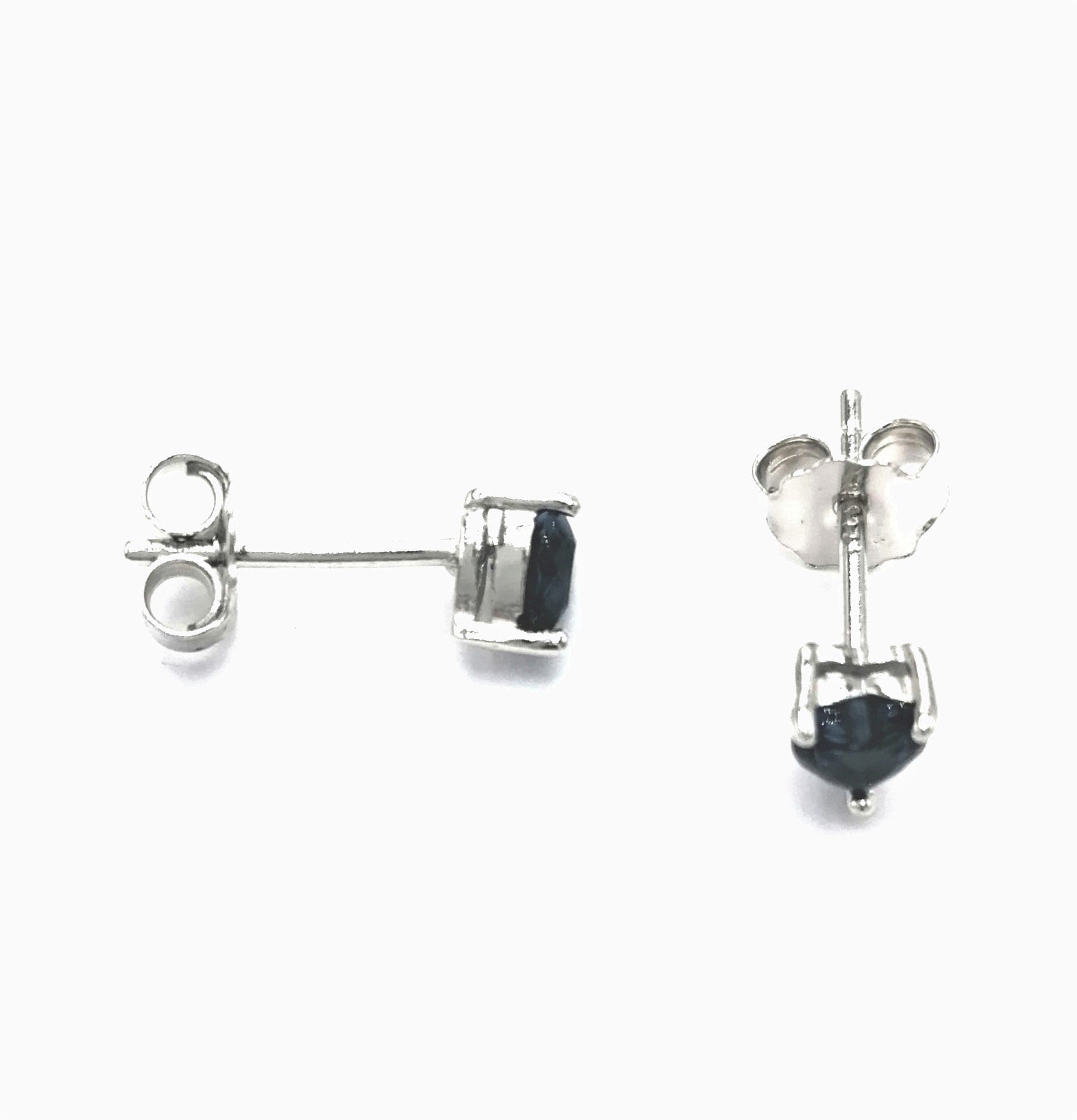 Boucles d'oreilles en argent coeur bleu saphir