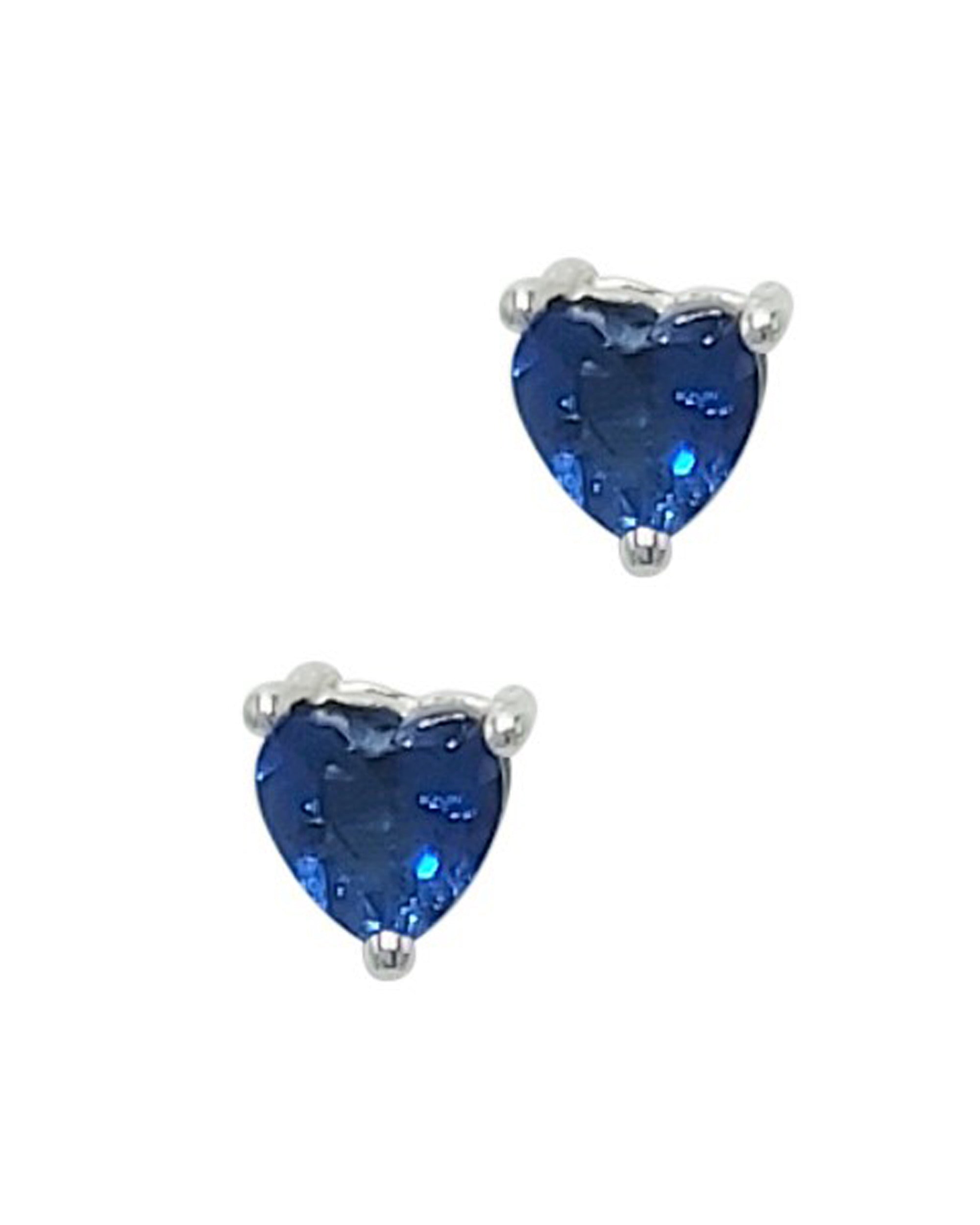 Boucles d'oreilles en argent coeur bleu saphir