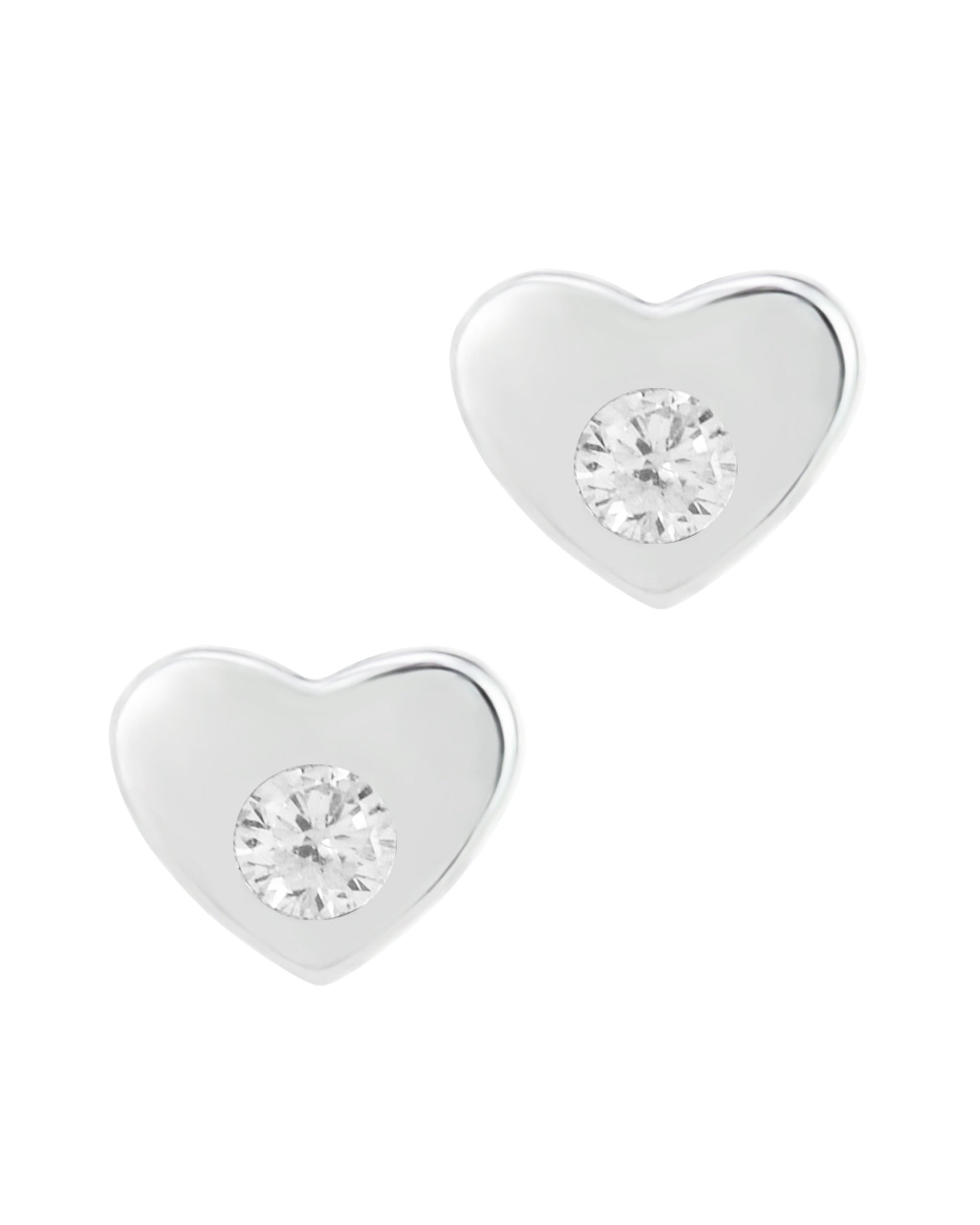 Boucles d'oreilles en argent motif coeur et strass
