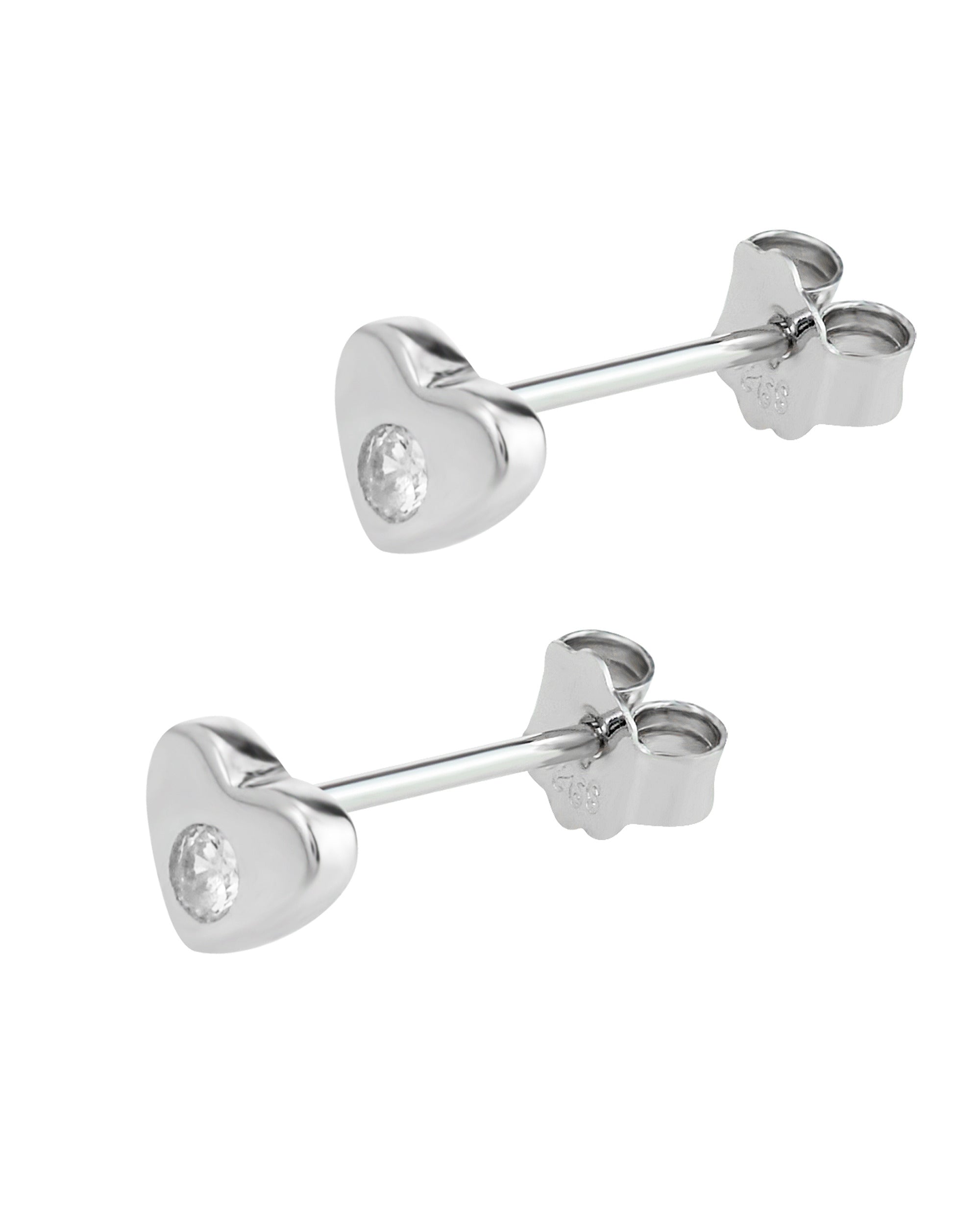 Boucles d'oreilles en argent motif coeur et strass