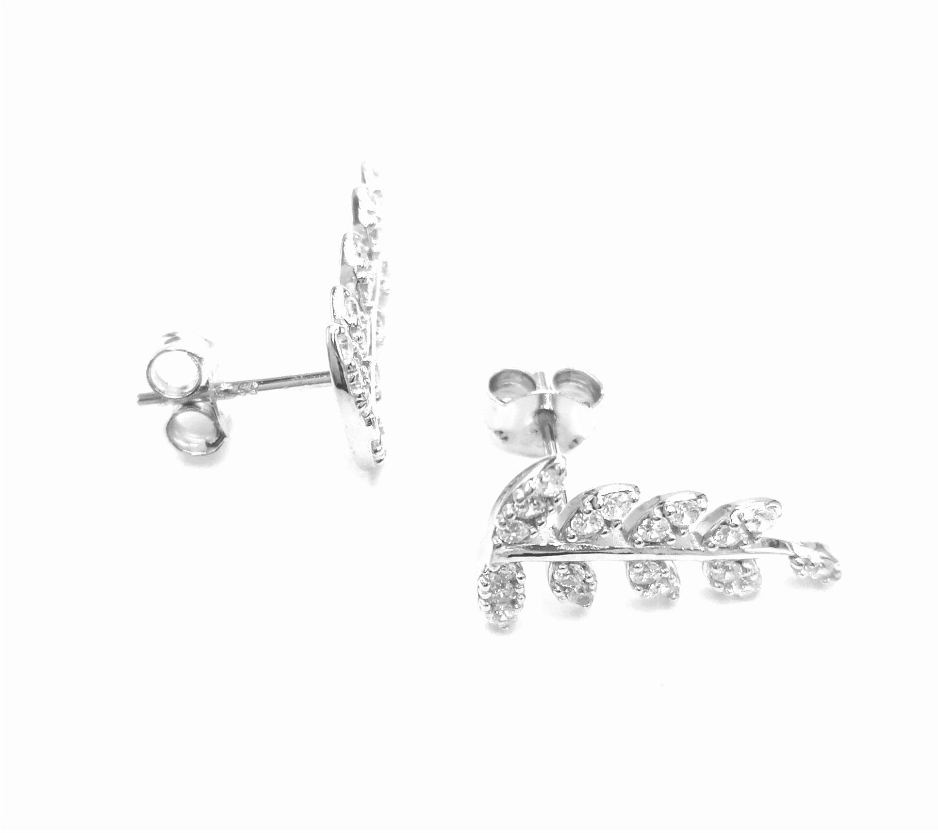 BOUCLES D'OREILLES EN ARGENT FEUILLES AVEC PIERRES