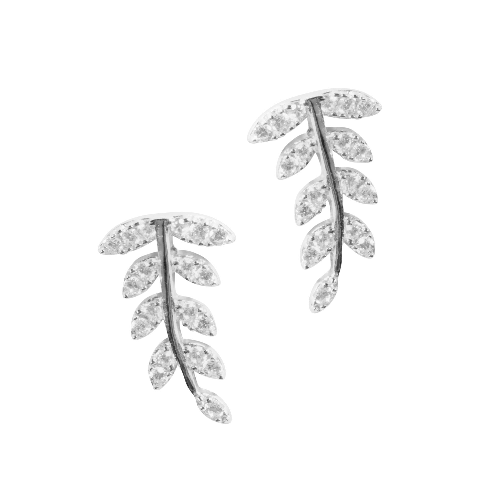 BOUCLES D'OREILLES EN ARGENT FEUILLES AVEC PIERRES