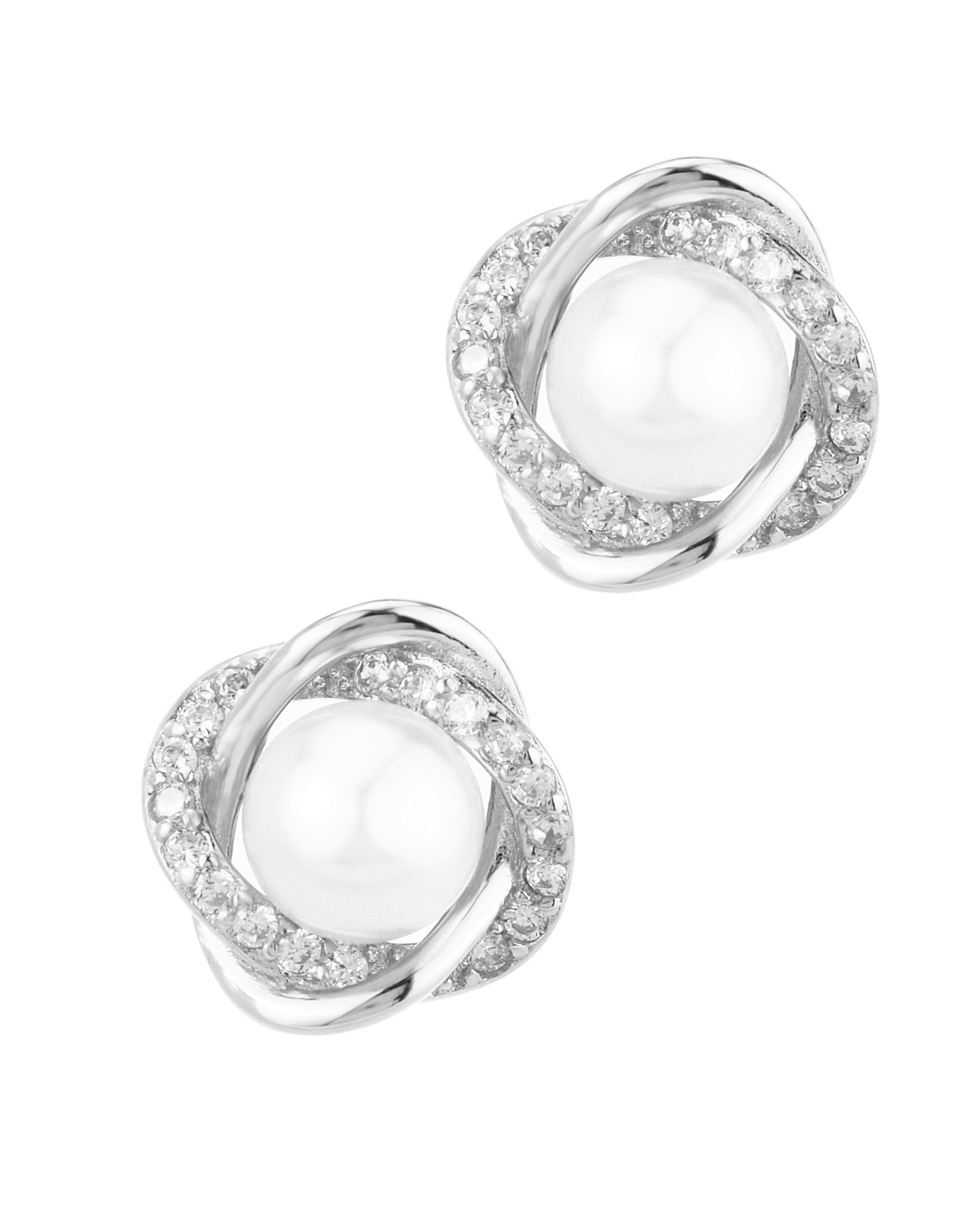 Boucles d'oreilles en argent massif motif fleur et perle