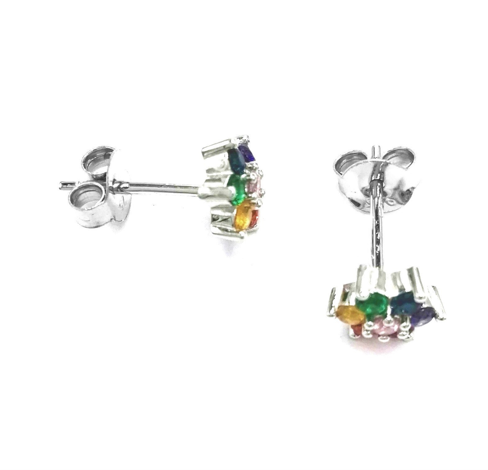 BOUCLES D'OREILLES EN ARGENT FLEUR MULTICOLORE