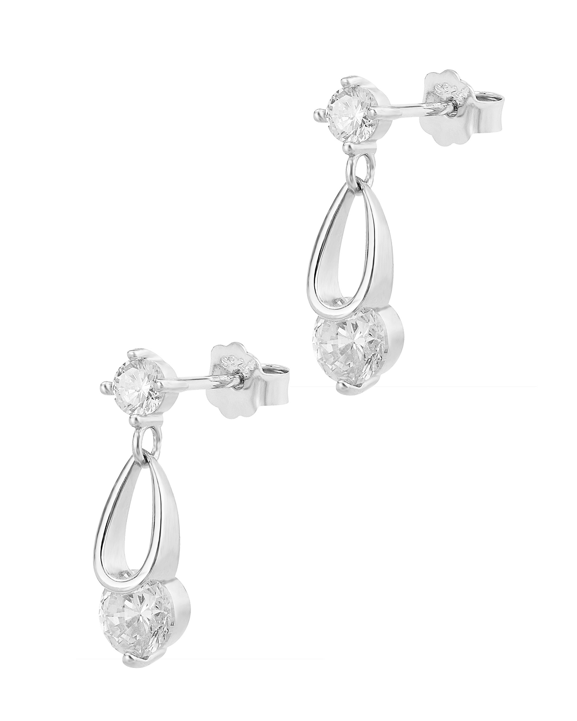 Boucles d'oreilles VENIZI pendantes en argent avec solitaire