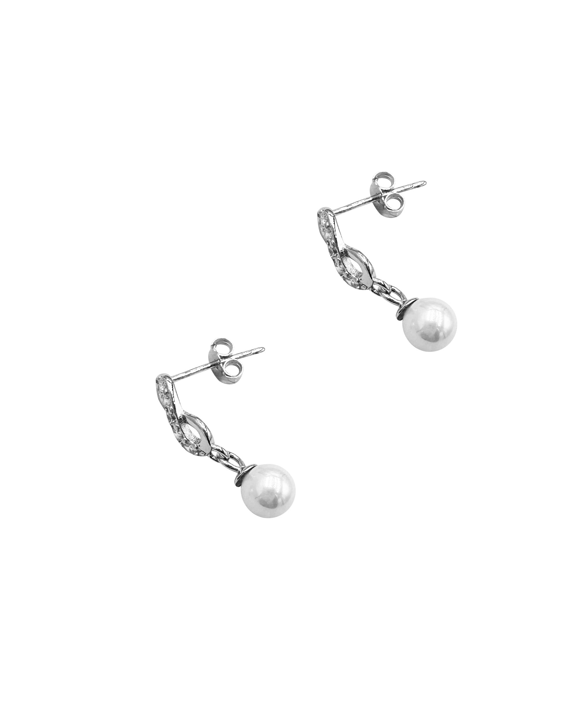 BOUCLES D'OREILLES EN ARGENT INFINI AVEC ZIRCONIUM ET PERLE