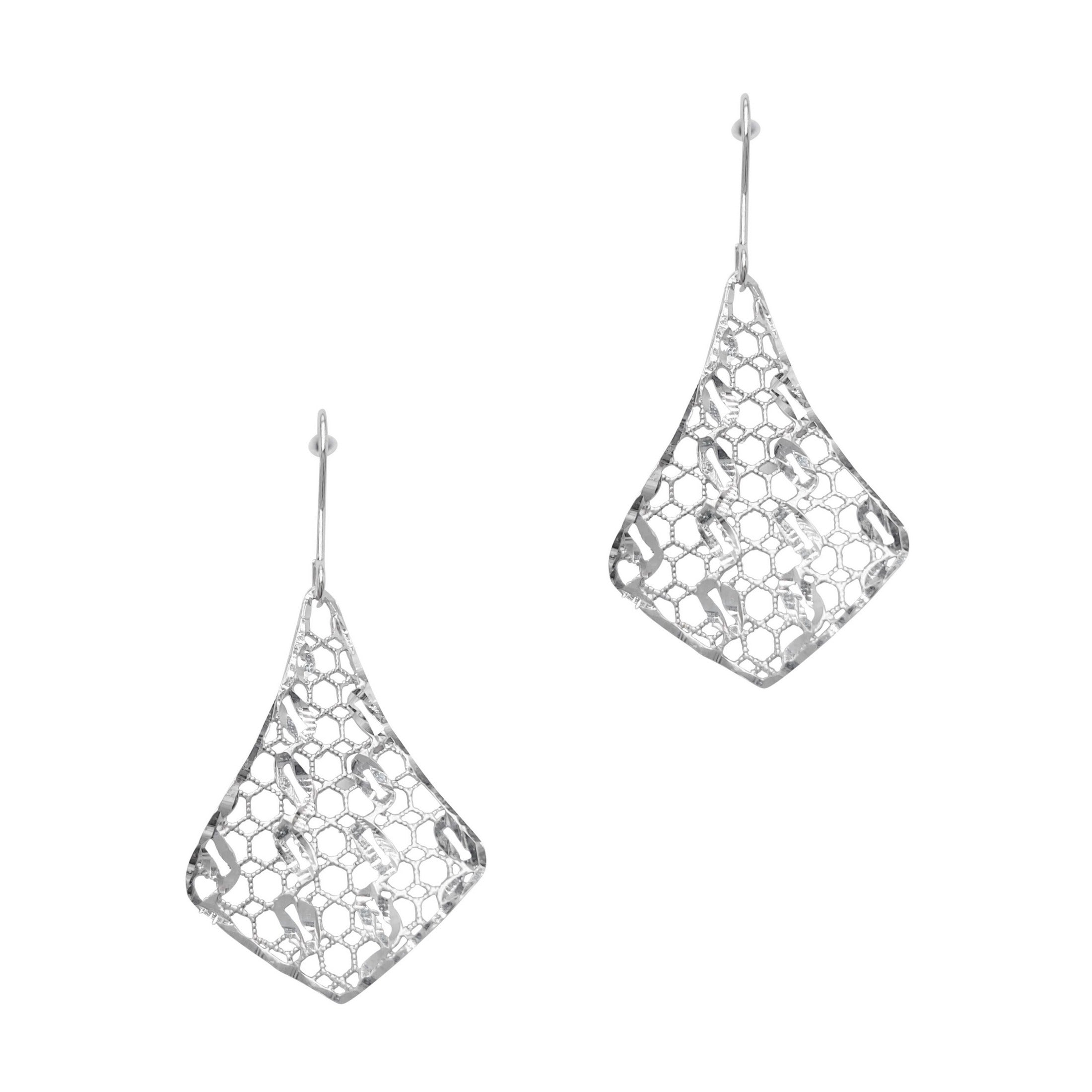 BOUCLES D'OREILLES EN ARGENT LOSANGE