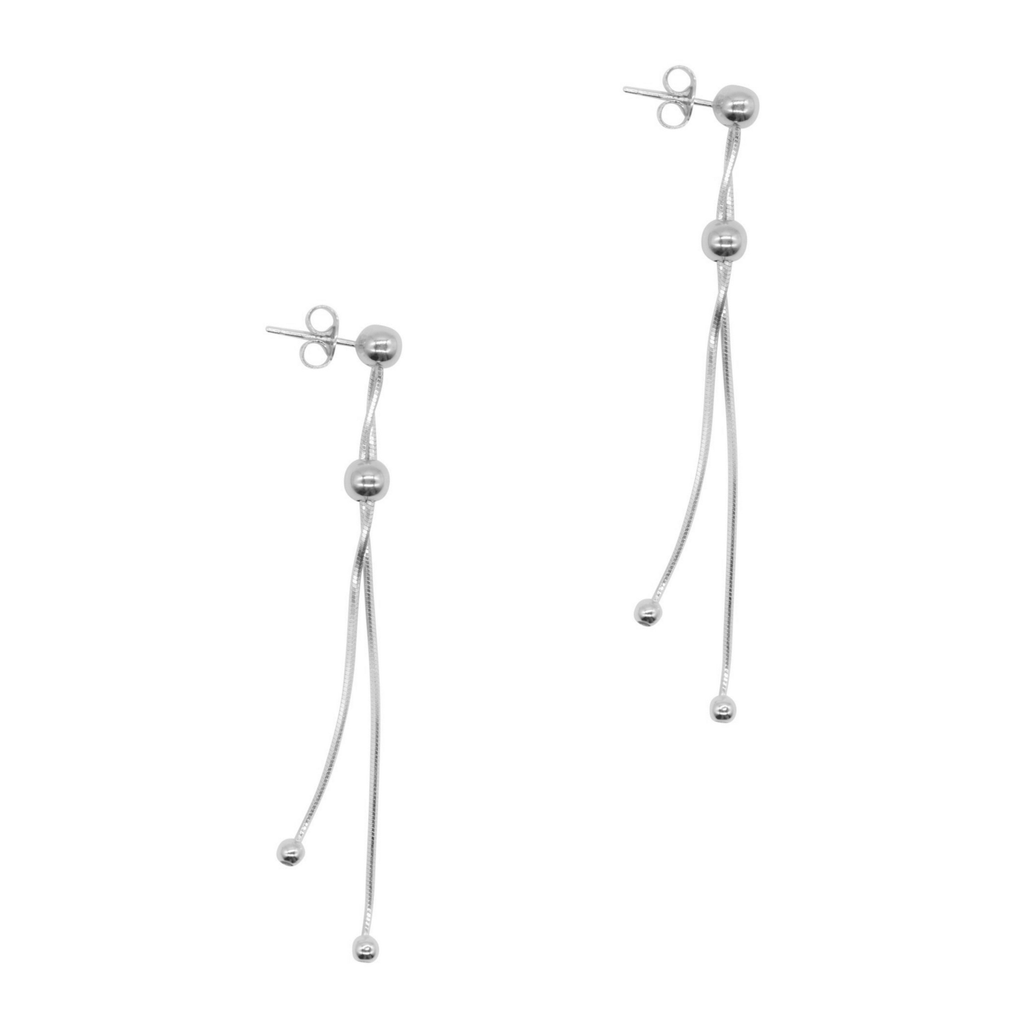 Longues boucles d'oreilles en argent massif rhodié