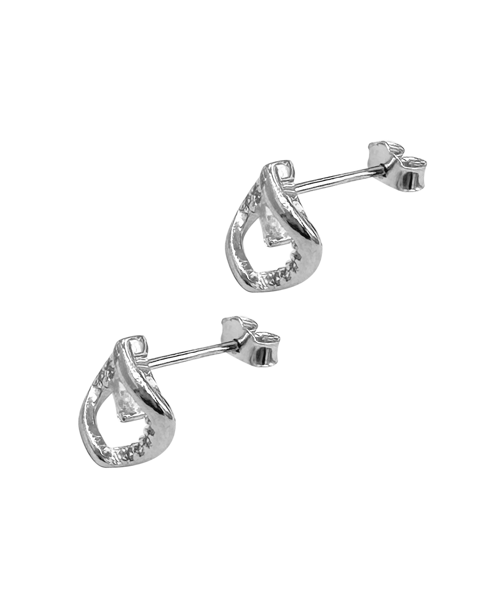 Petites boucles d'oreilles en argent massif motif fantaisie avec pierres