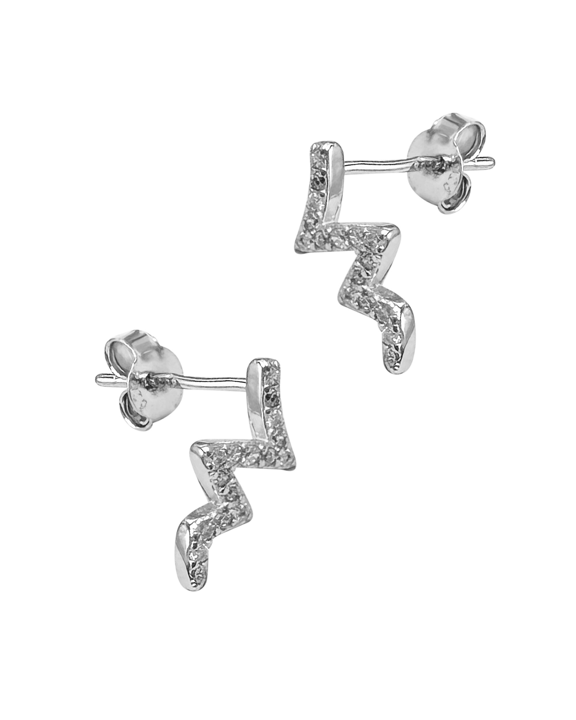 Petites boucles d'oreilles en argent massif motif serpent avec pierres