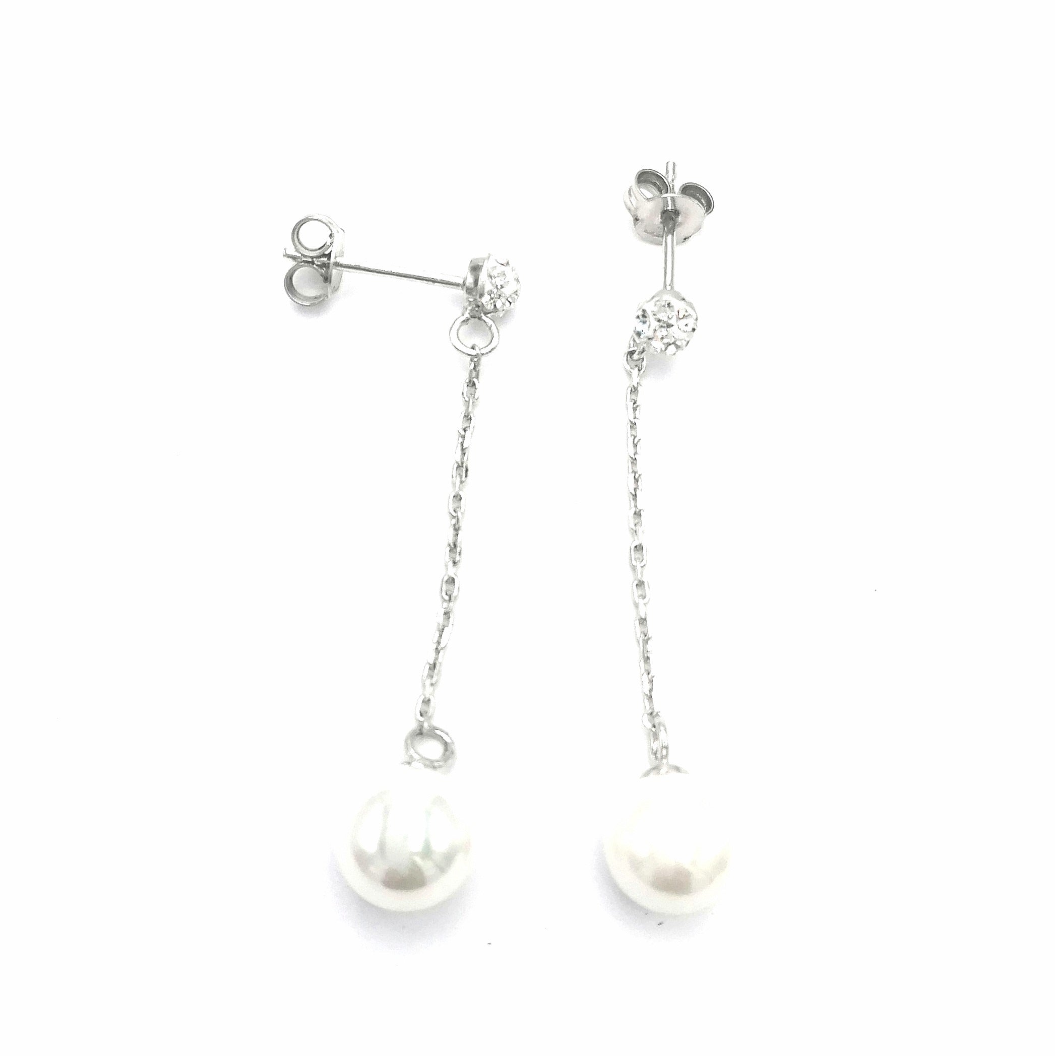 BOUCLES D'OREILLES EN ARGENT PERLE PENDANTE